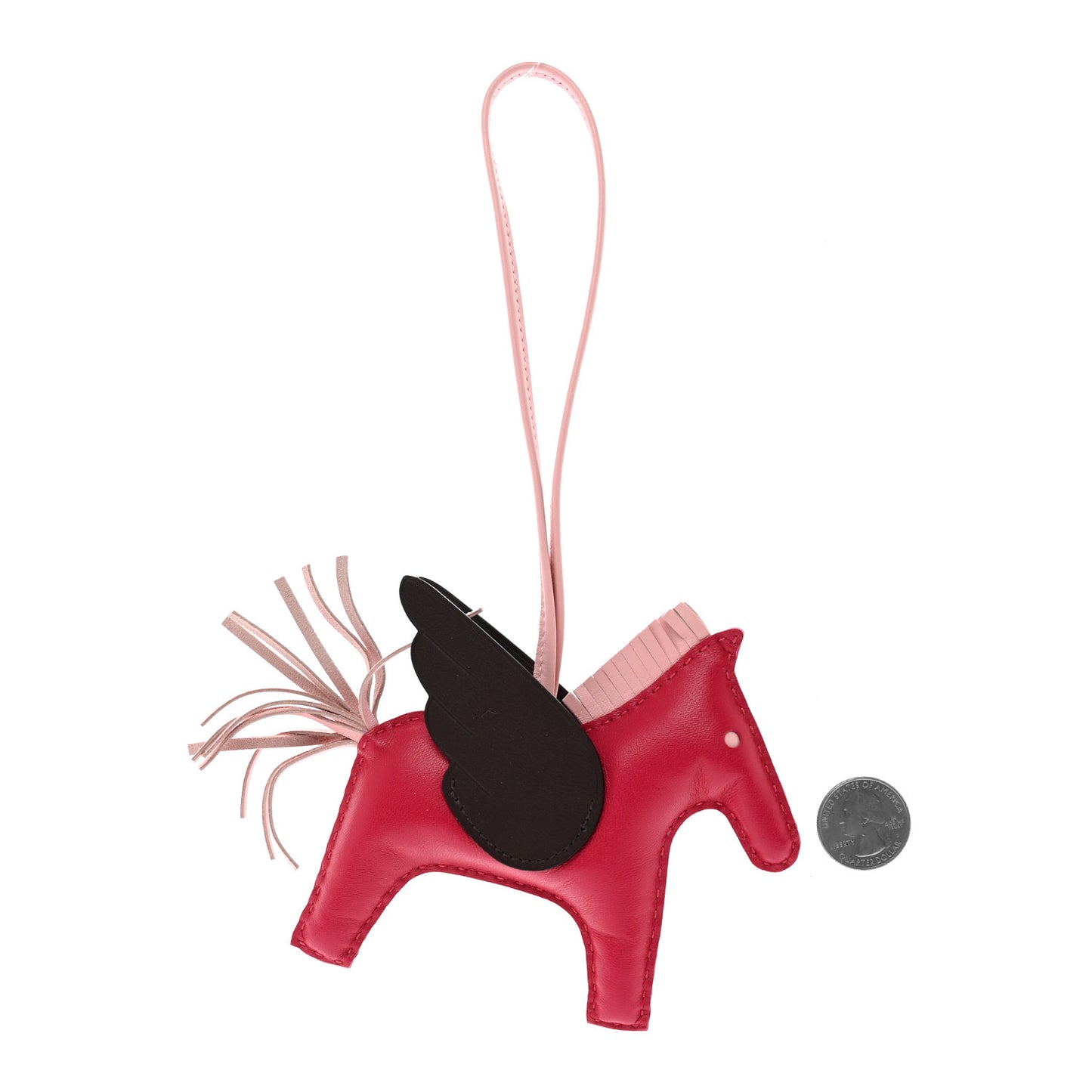 Milo Lambskin Grigri Rodeo Pegase Horse Bag Charm MM Framboise Rose Sakura Rouge Sellier