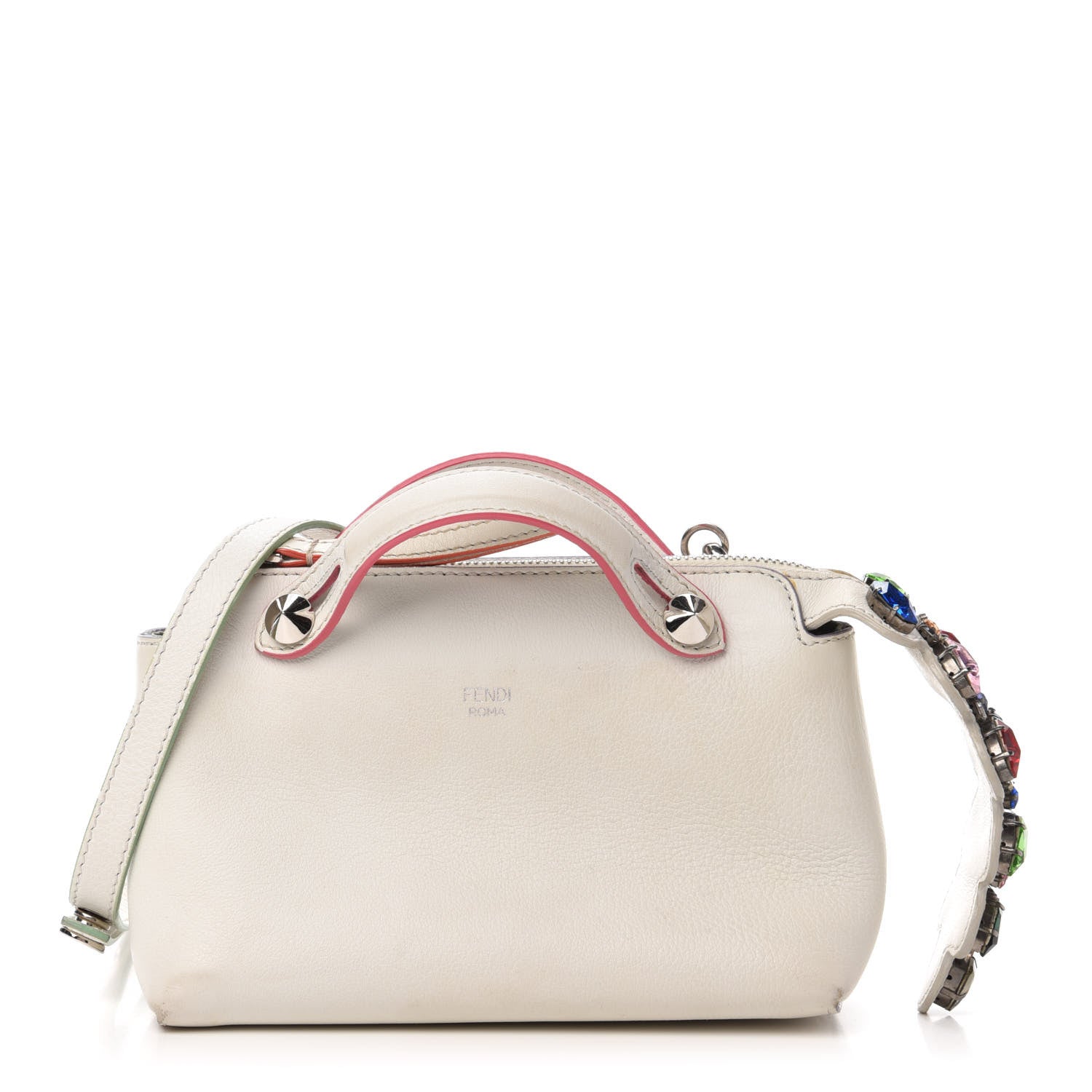 Fendi Vitello Dolce Crystal Croc Tail Mini By The Way Boston Bag