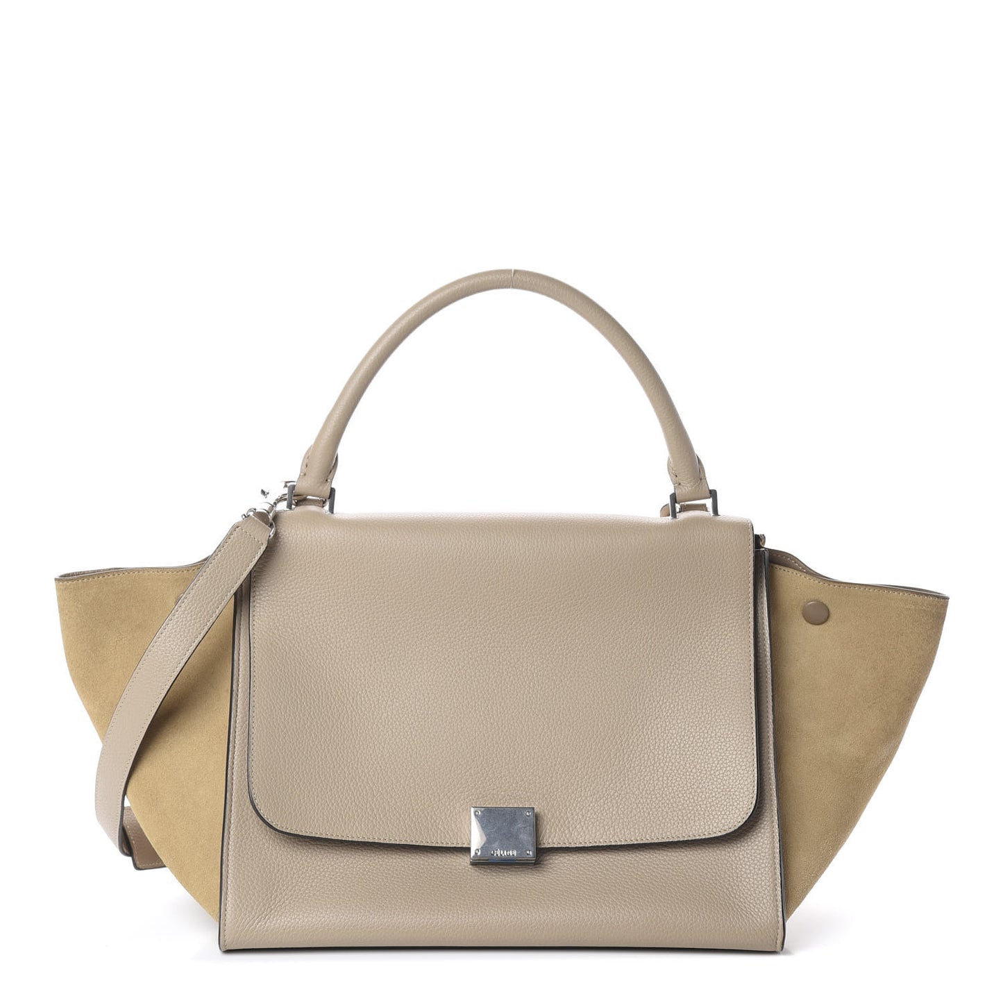 Drummed Calfskin Suede Medium Trapeze Dune