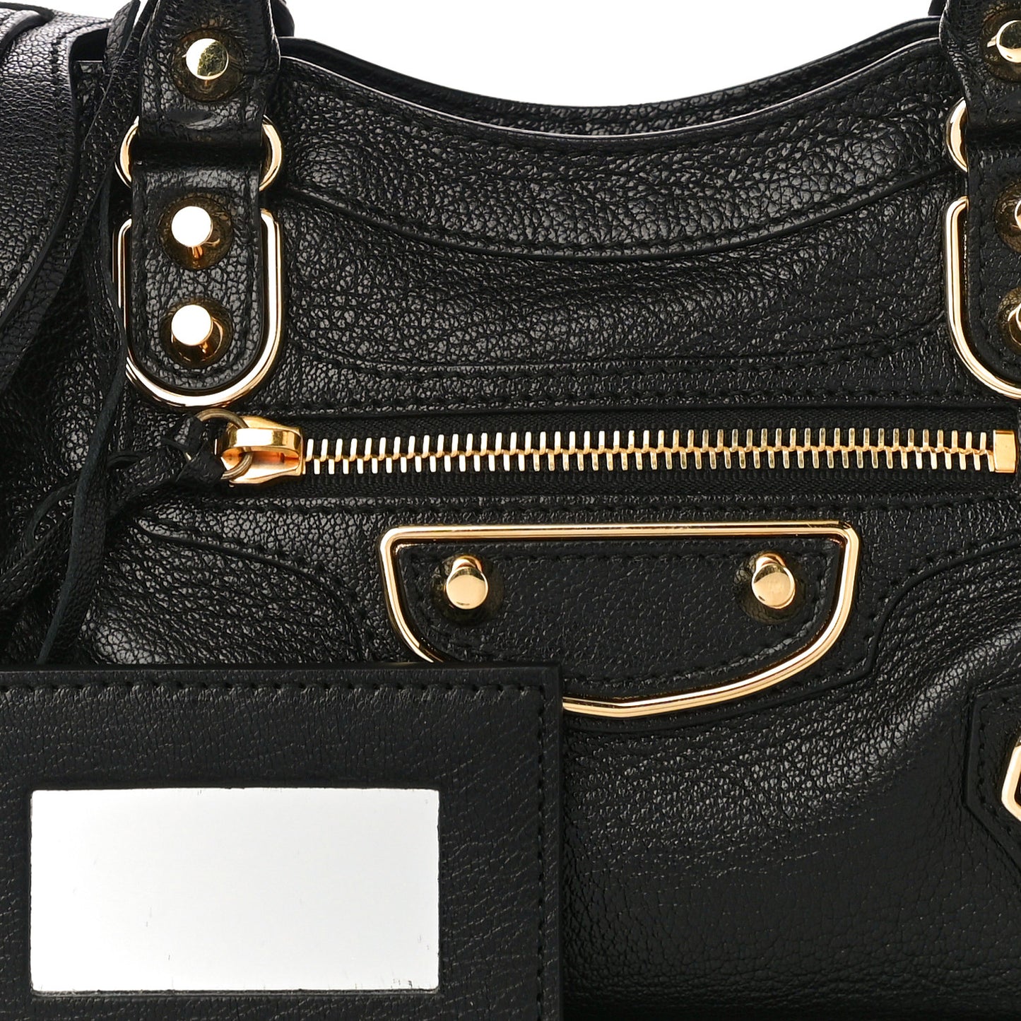 Chevre Gold Metallic Edge Hardware Mini City Black