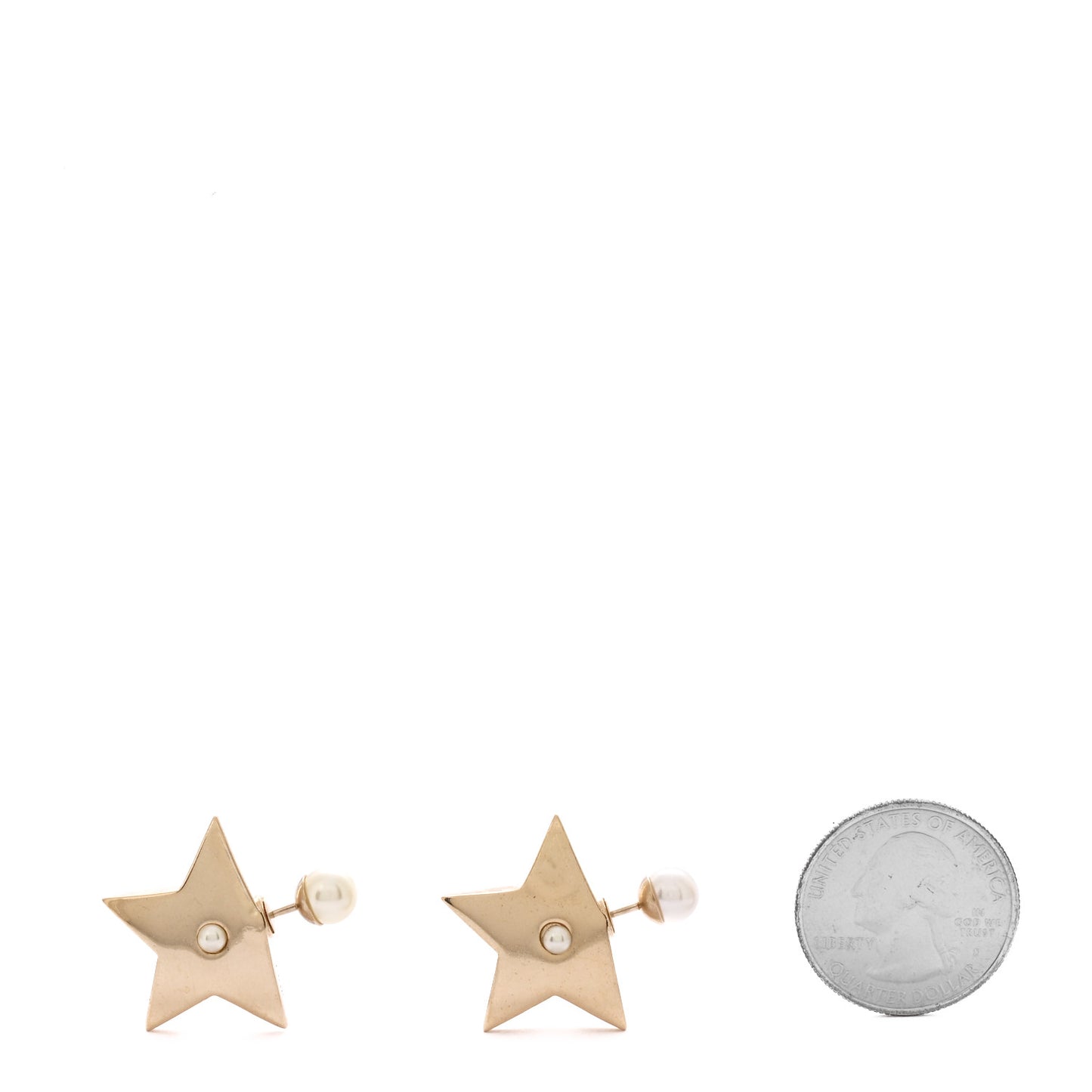 Metal Pearl Star Earrings Gold