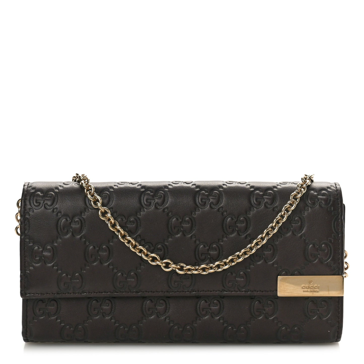 Guccissima Signature Dice Chain Wallet Chocolate
