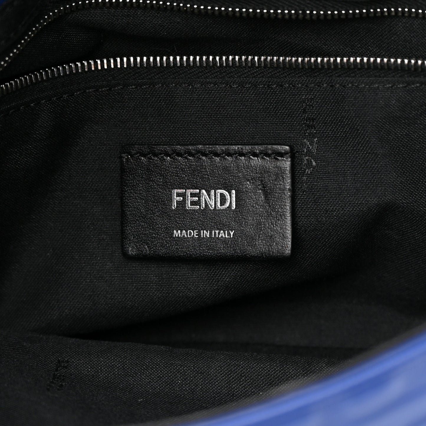 Nappa FF 1974 Embossed Belt Baguette Bag Blue Neon