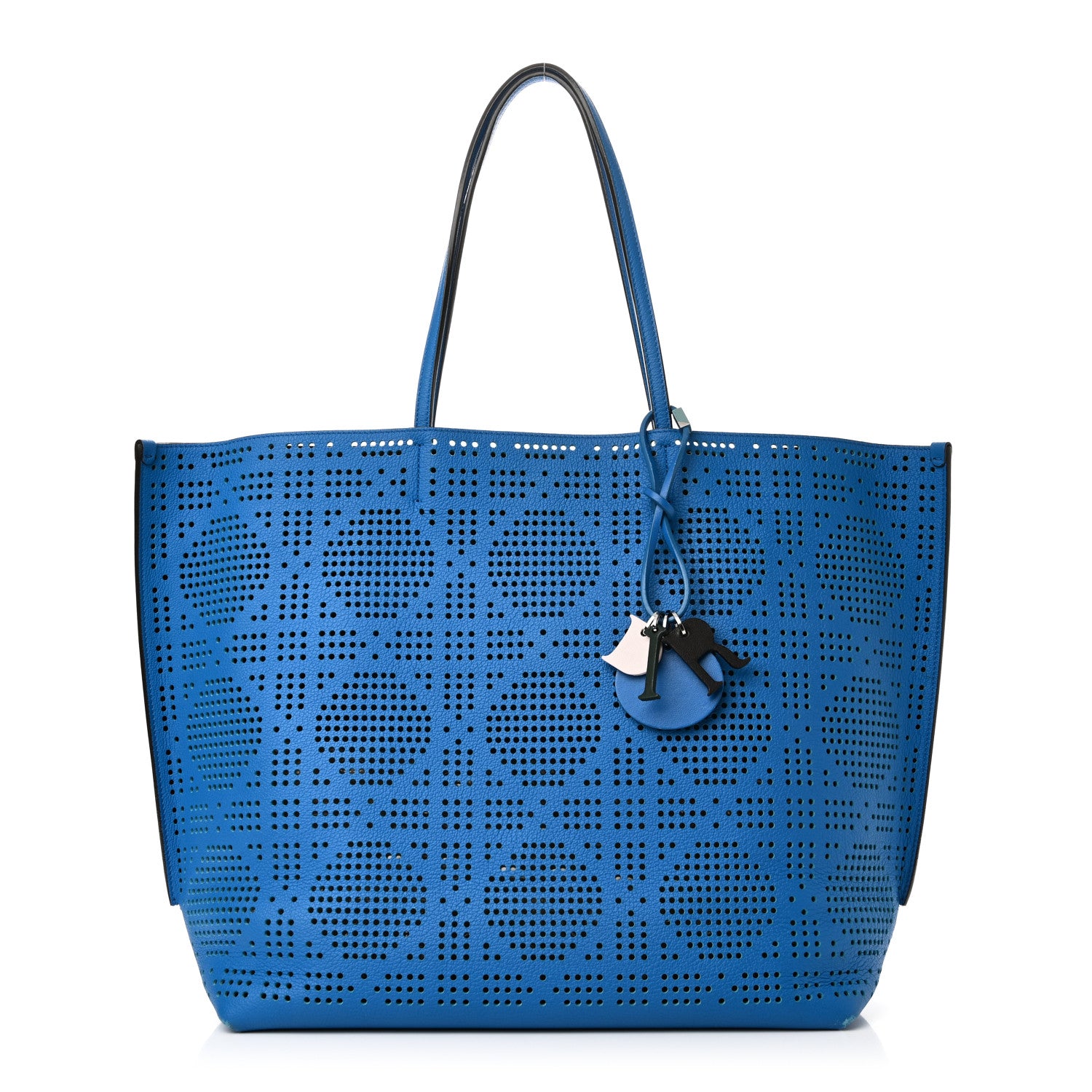 Christian Dior Calfskin Perforated Cannage Dioriva Tote Blue