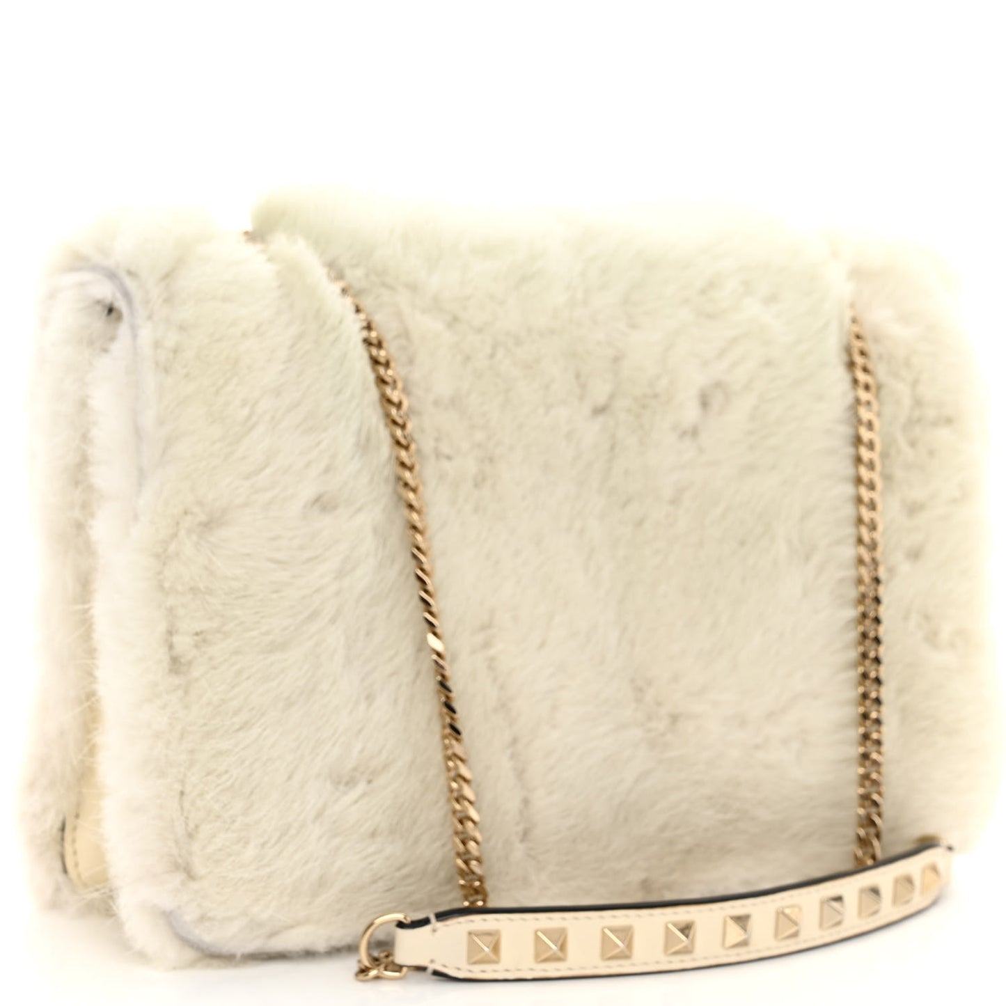 Mink Fur Small Demilune Shoulder Bag Beige