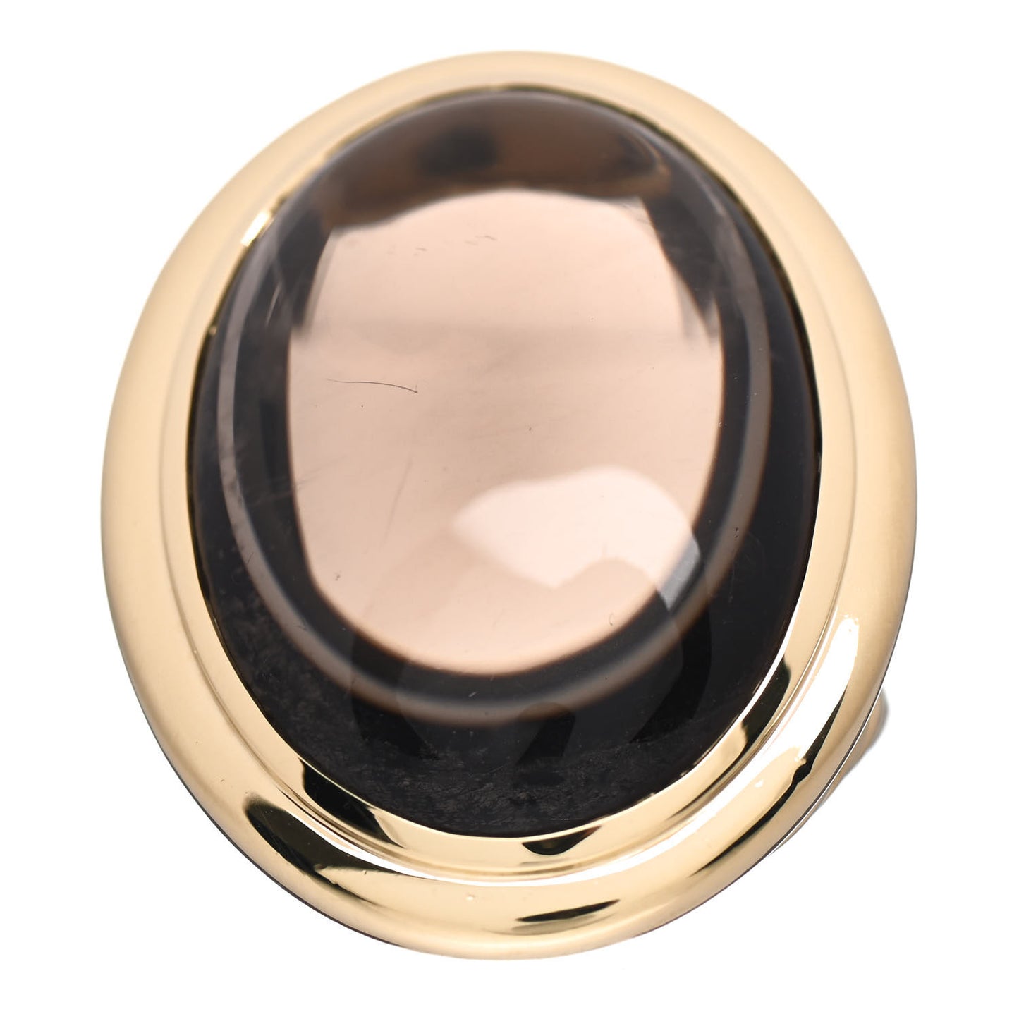 18K Yellow Gold Smoky Quartz 21mm Oval Signature Ring 54 6.75