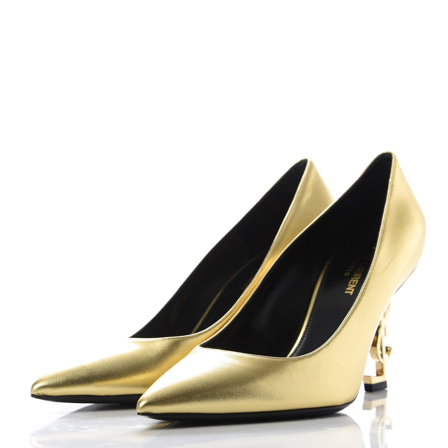 Metallic Calfskin Opyum 85 Pumps 39 Oro