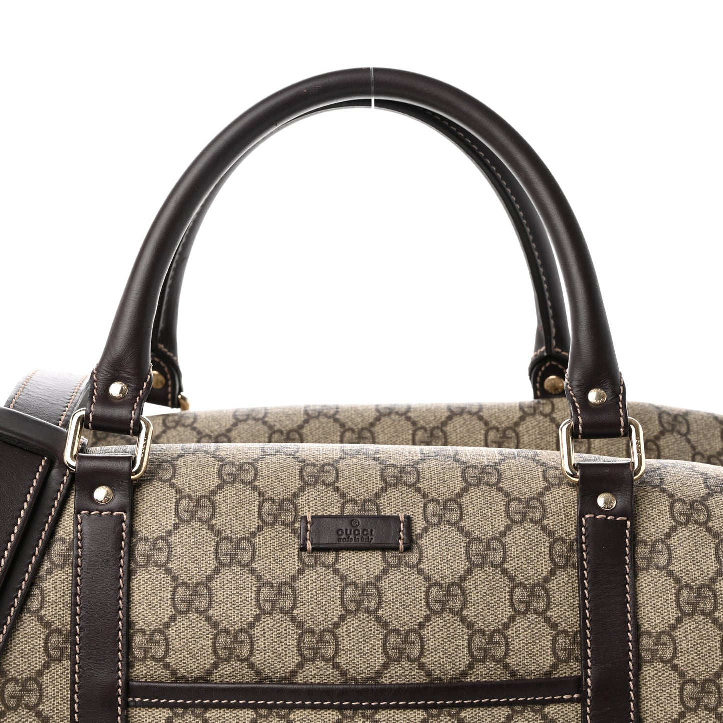 GG Plus Monogram Boston Carry On Duffle Bag Brown