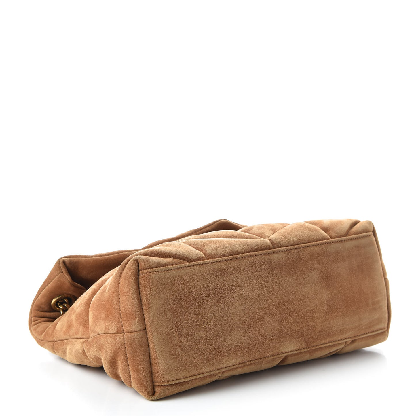 Suede Calfskin Quilted Small Loulou Puffer Monogram Chain Satchel Cinnamon