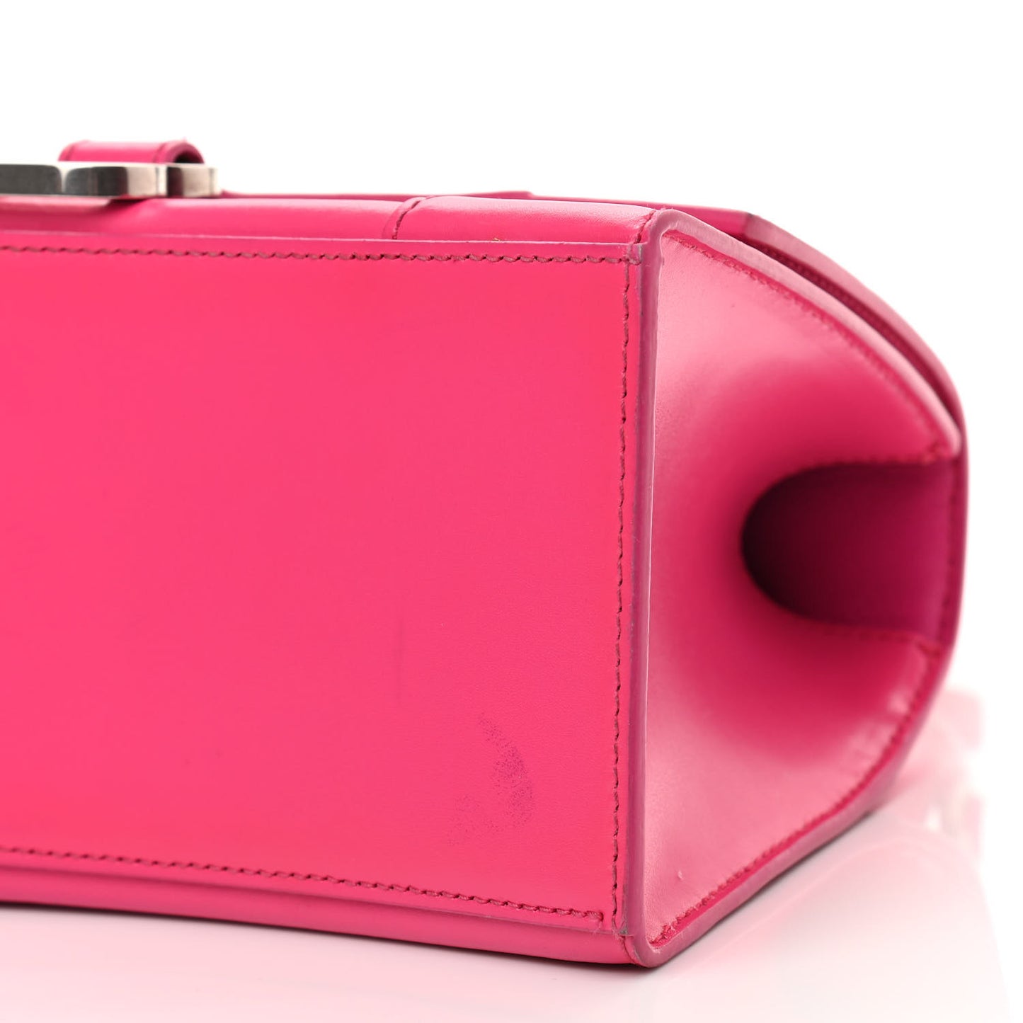 Shiny Box Calfskin Small Hourglass Top Handle Bag Acid Fuchsia