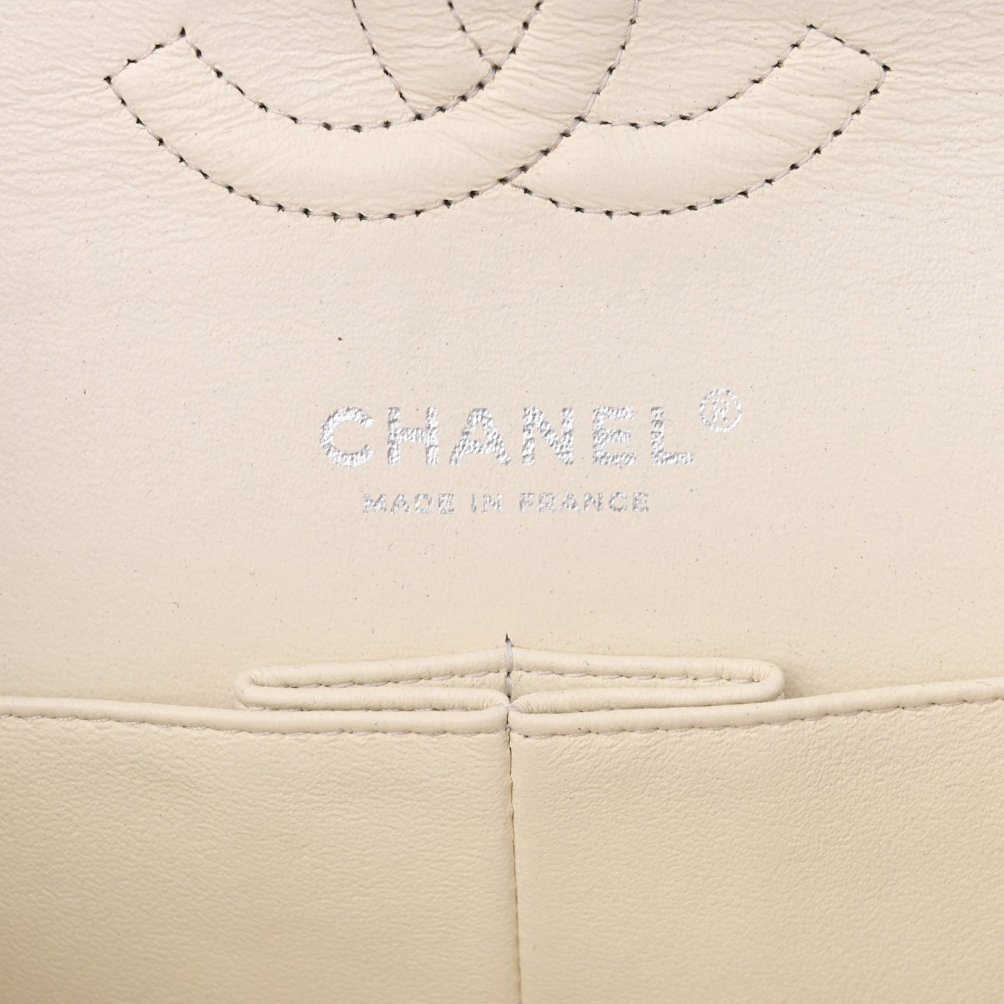 Caviar Quilted Medium Double Flap White