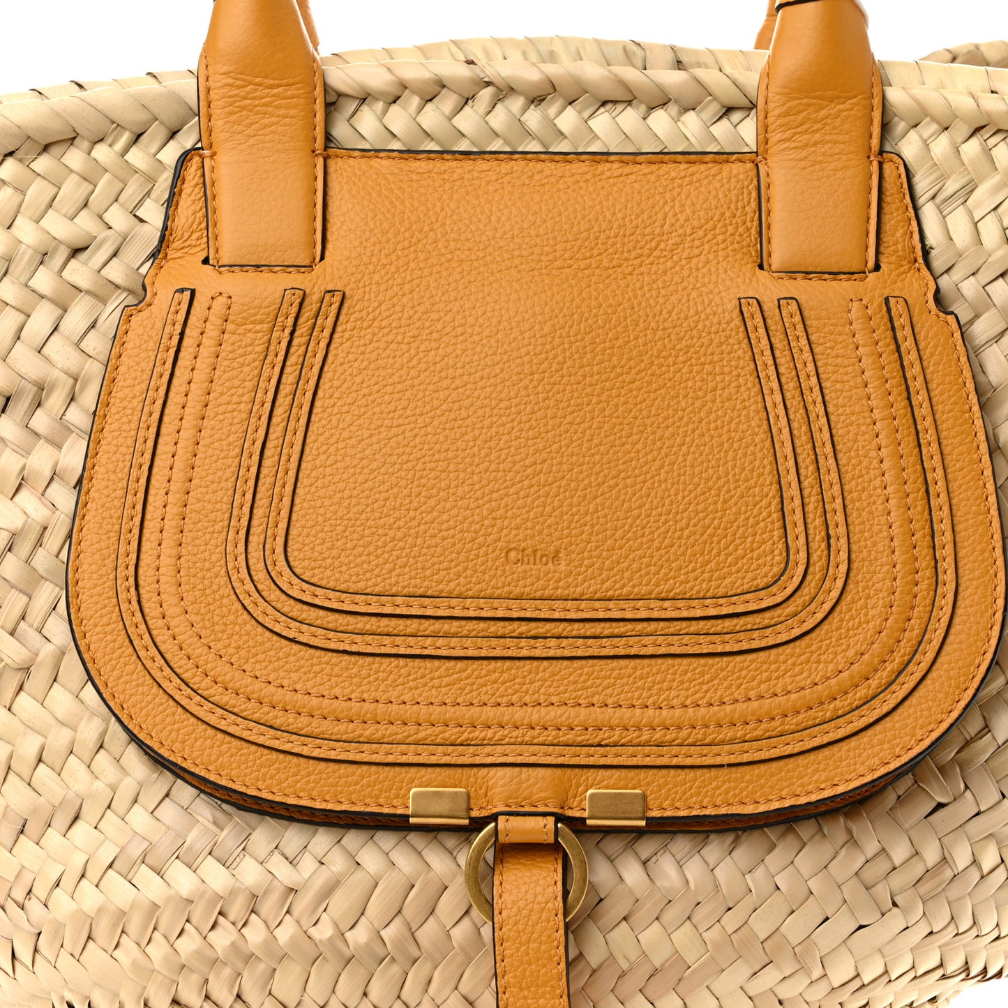 Raffia Small Grain Calfskin Medium Marcie Basket Yellow