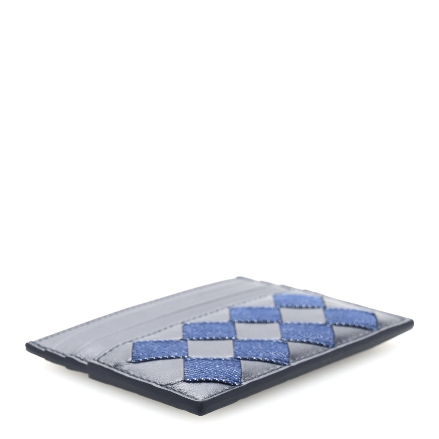 Nappa Denim Intrecciato Card Holder Abyss Indigo