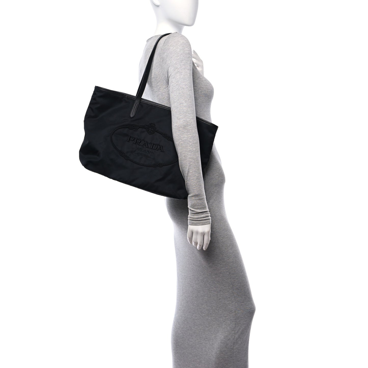 Tessuto Nylon Logo Tote Black