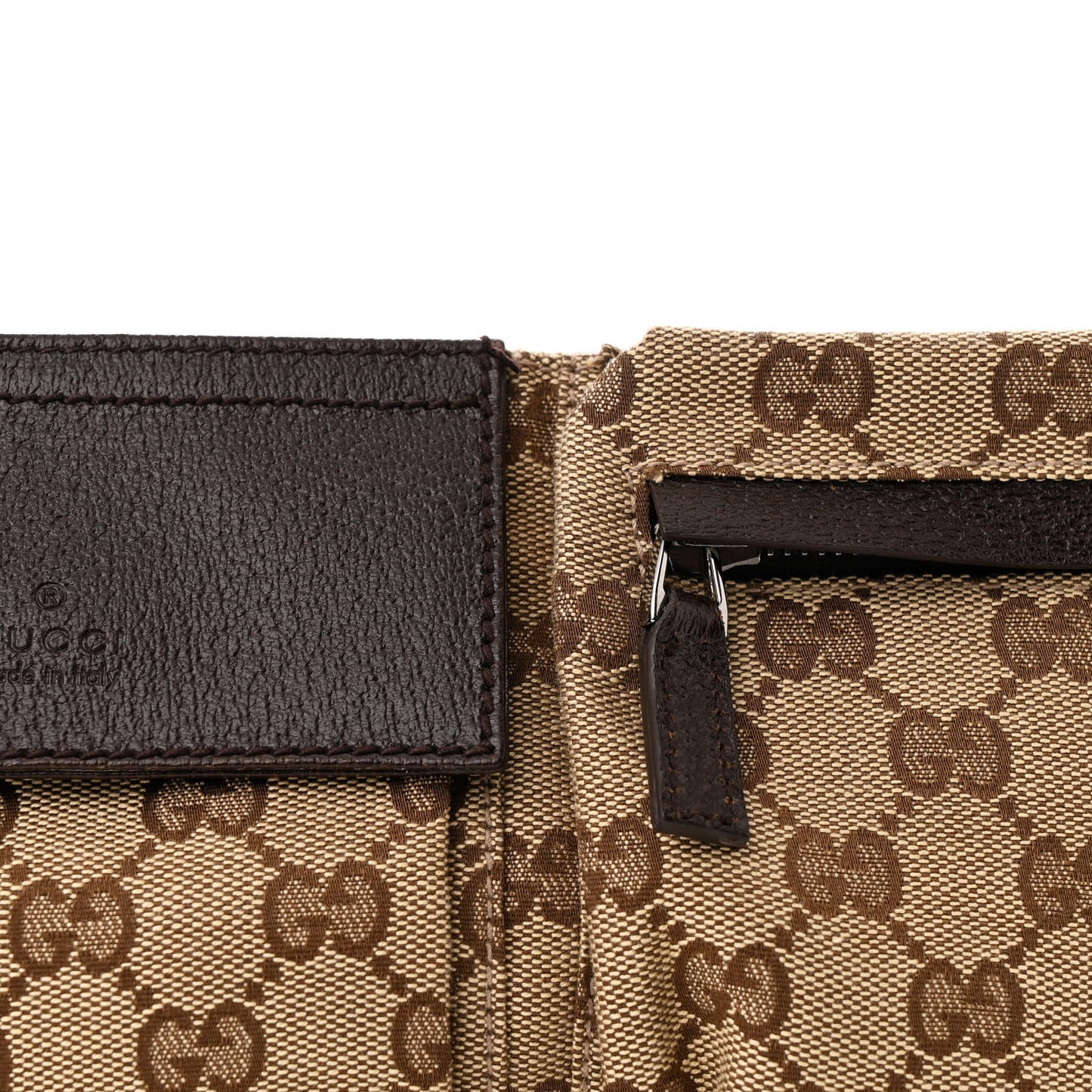 GG Monogram Web Double Pocket Belt Bag Dark Brown