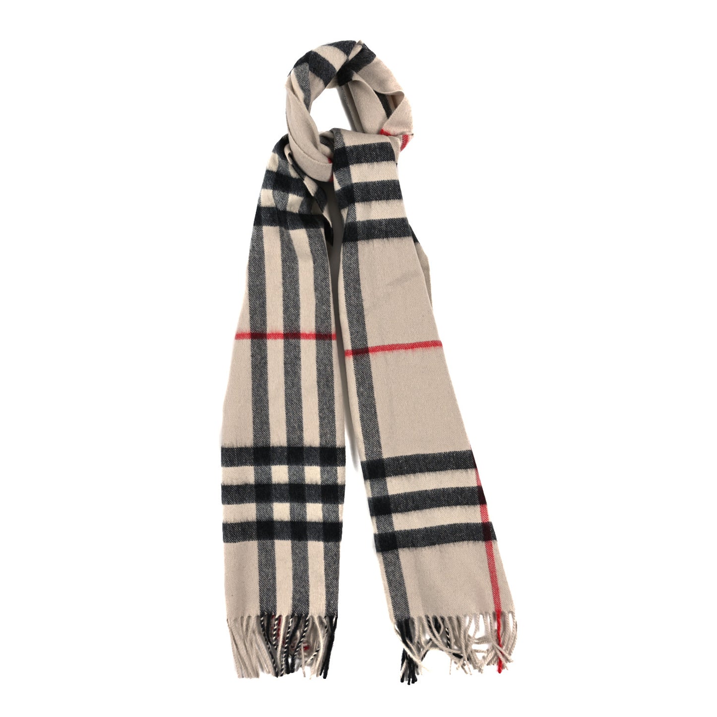 Cashmere House Check Fringe Scarf Camel