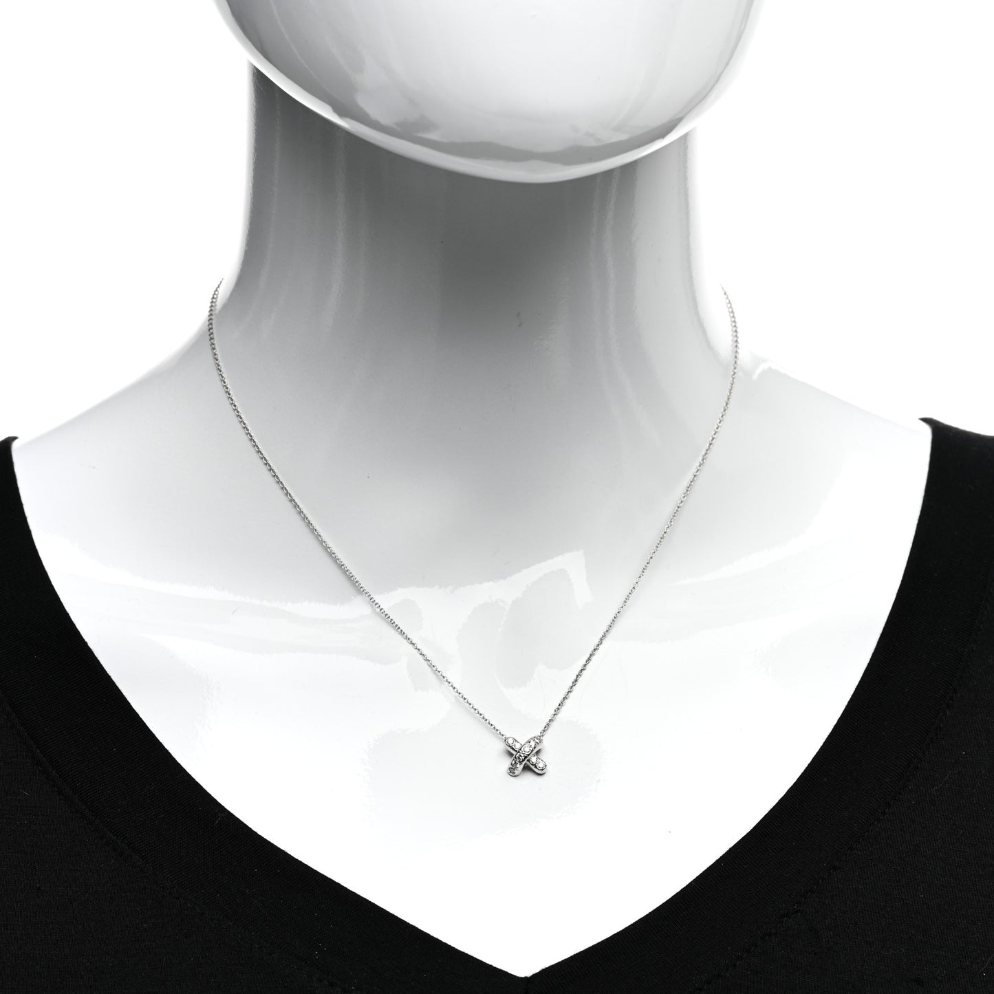 Platinum Diamond Cross Stitch Pendant Necklace