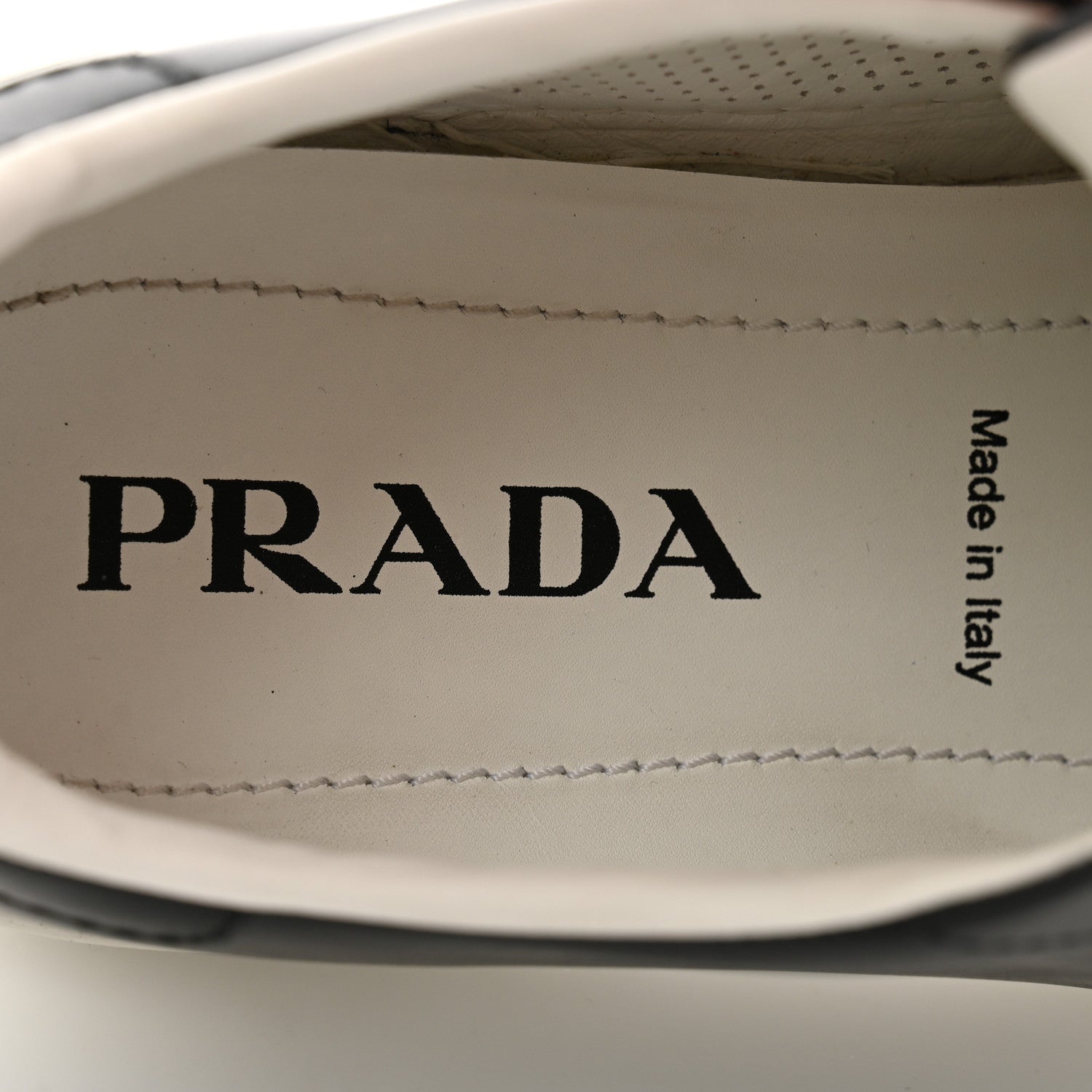 Prada Vitello Soft Metal Triangle Logo Womens Edge Low Top 30mm Sneakers 39 Black White 7 of 8