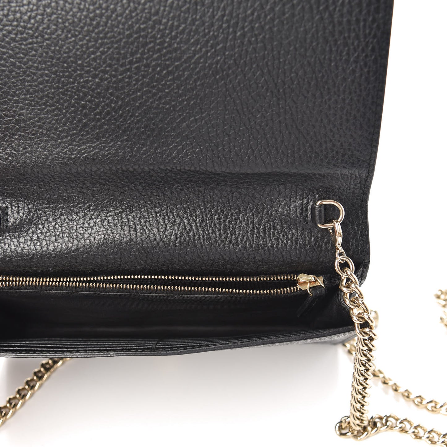 Dollar Calfskin Medium Betty Chain Wallet Black