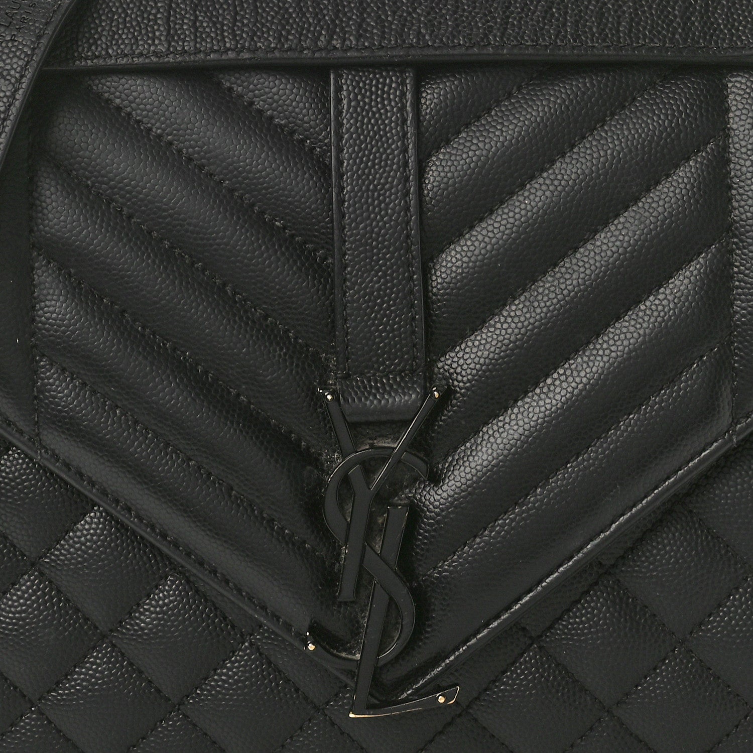 Saint Laurent Grain De Poudre Textured Mixed Matelasse Large Triquilt Monogram Monochrome Satchel Black 8 of 15