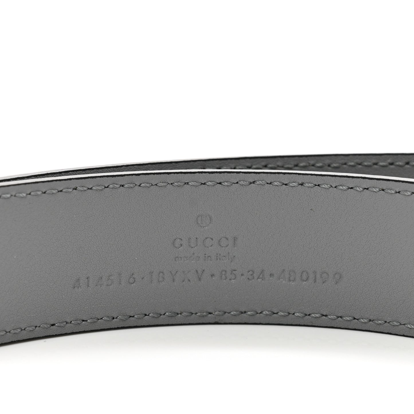 Azalea Calfskin Enamel Monochrome Double G 30mm Belt 85 34 Deep Grey