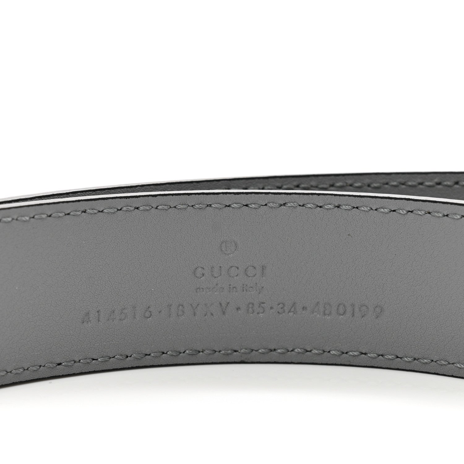 Gucci Azalea Calfskin Enamel Monochrome Double G 30mm Belt 85 34 Deep Grey 3 of 4