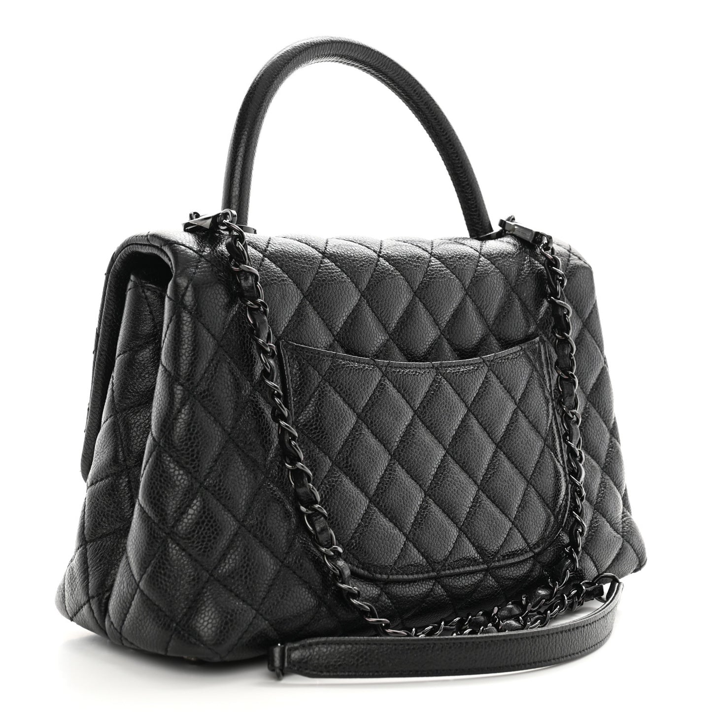 Caviar Quilted Small Coco Handle Flap So Black