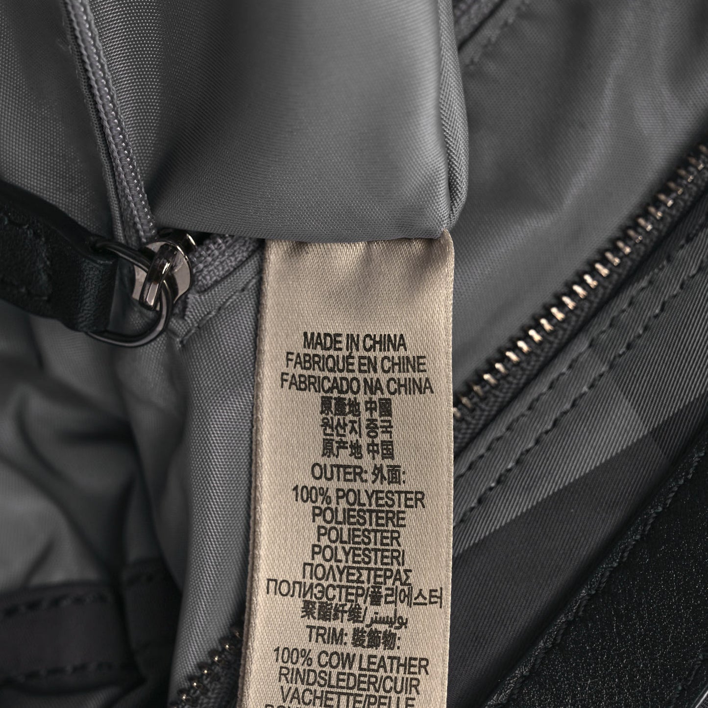 Nylon Check Buckleigh Packable Tote Charcoal