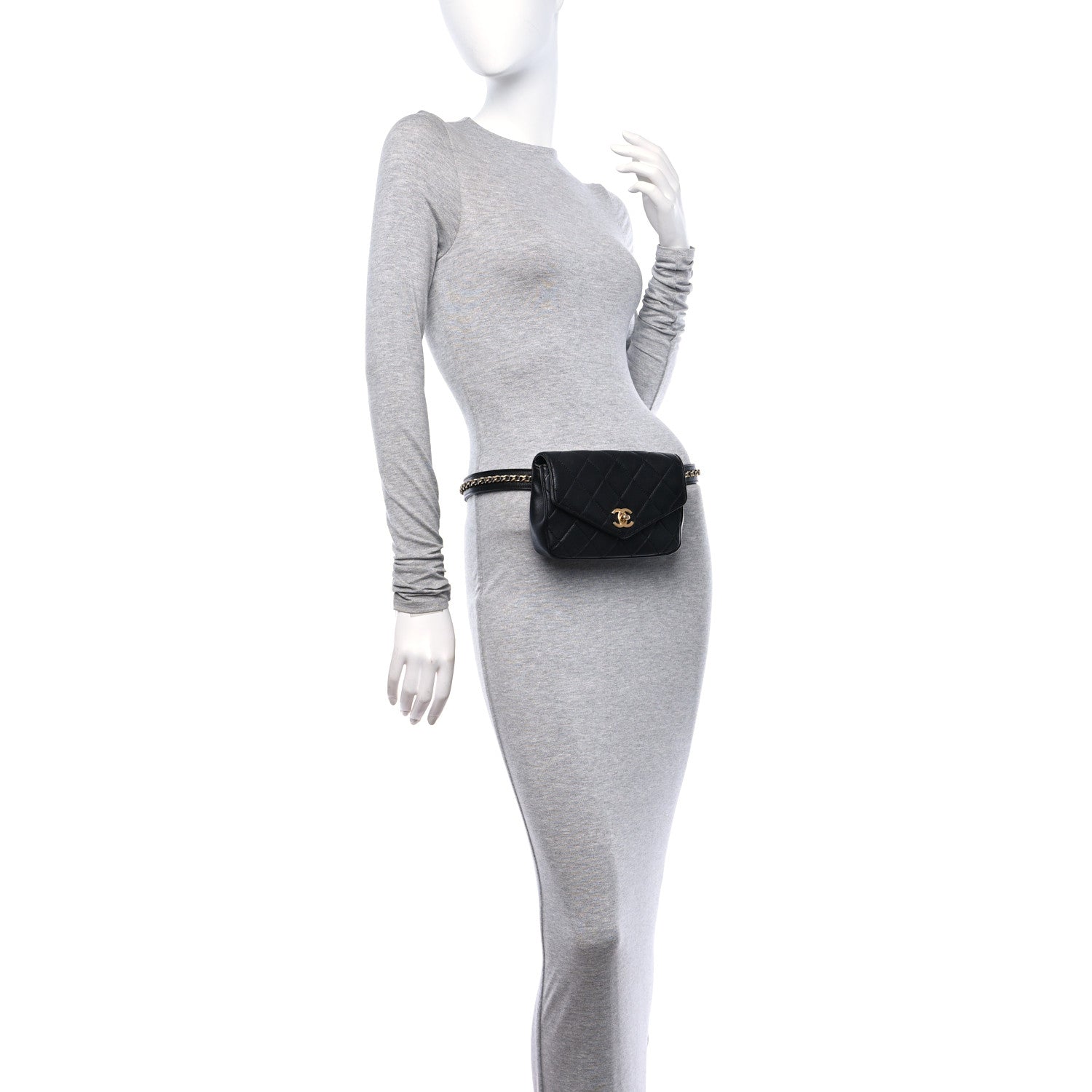 Chanel Calfskin Quilted Flap Waist Bag Black 2 of 10