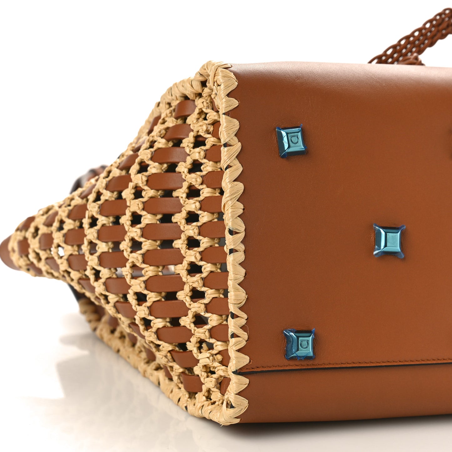 Calfskin Raffia Woven Large The Studio Bag Sella