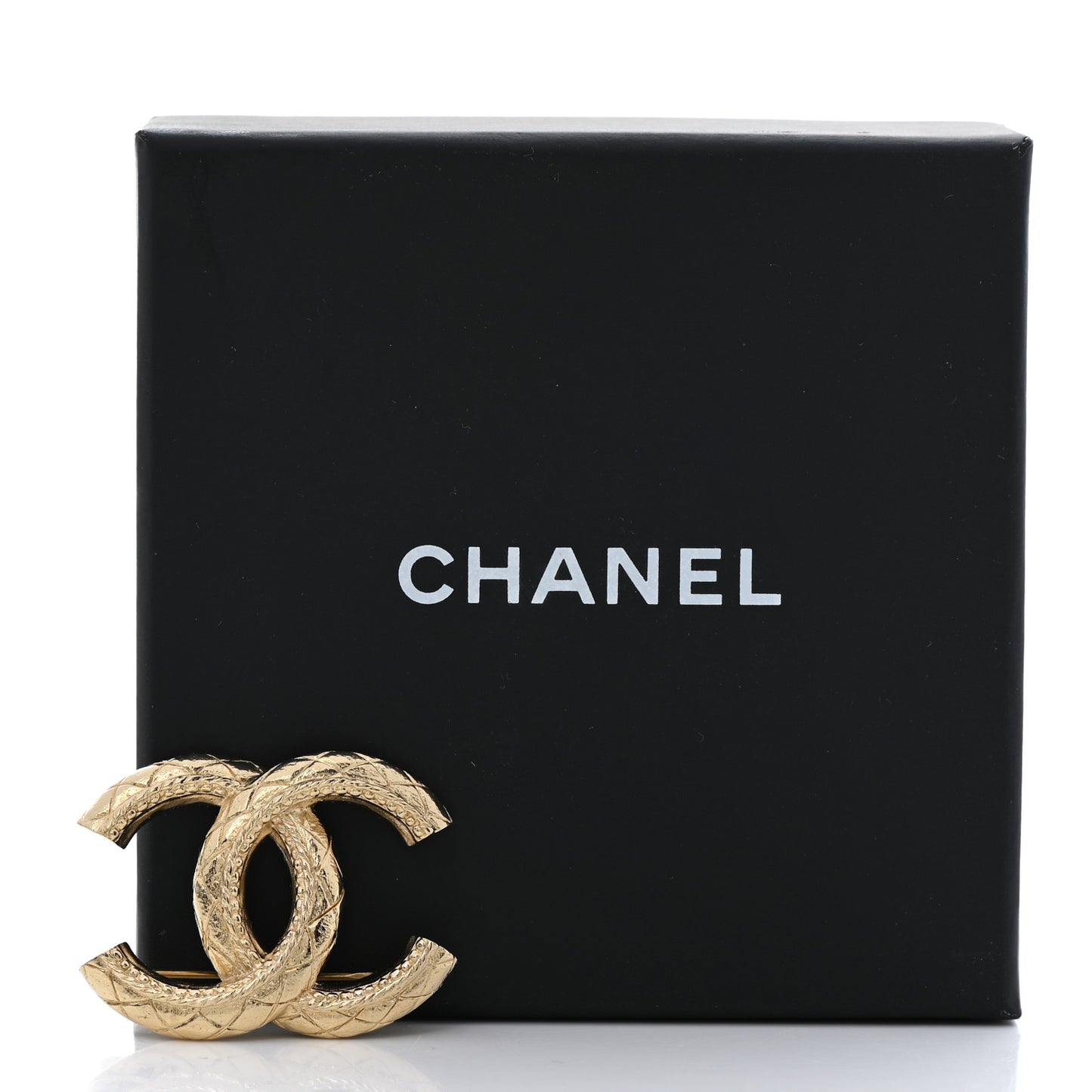 Metal CC Quilted Brooch Light Gold
