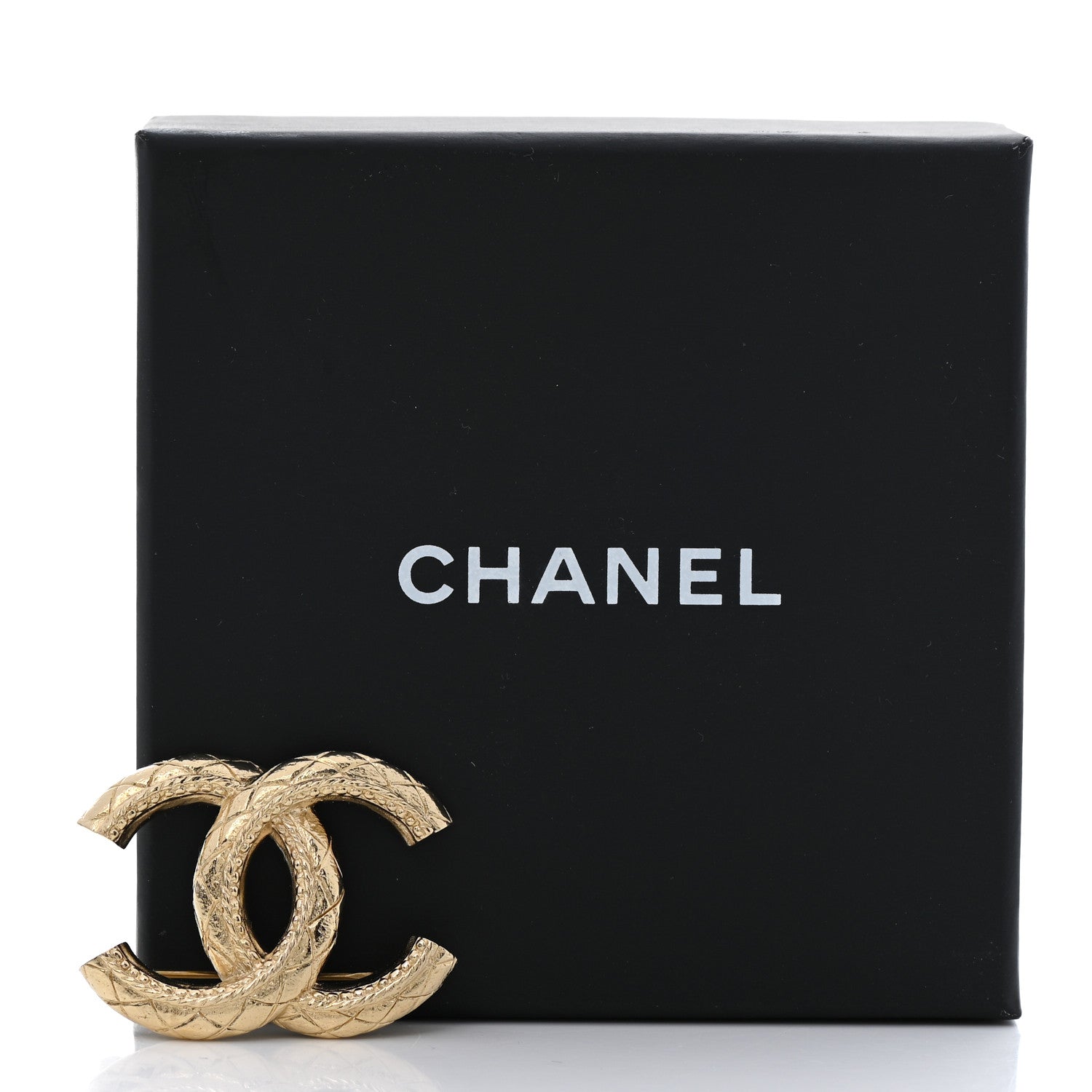 Chanel Metal CC Quilted Brooch Light Gold 5 of 5