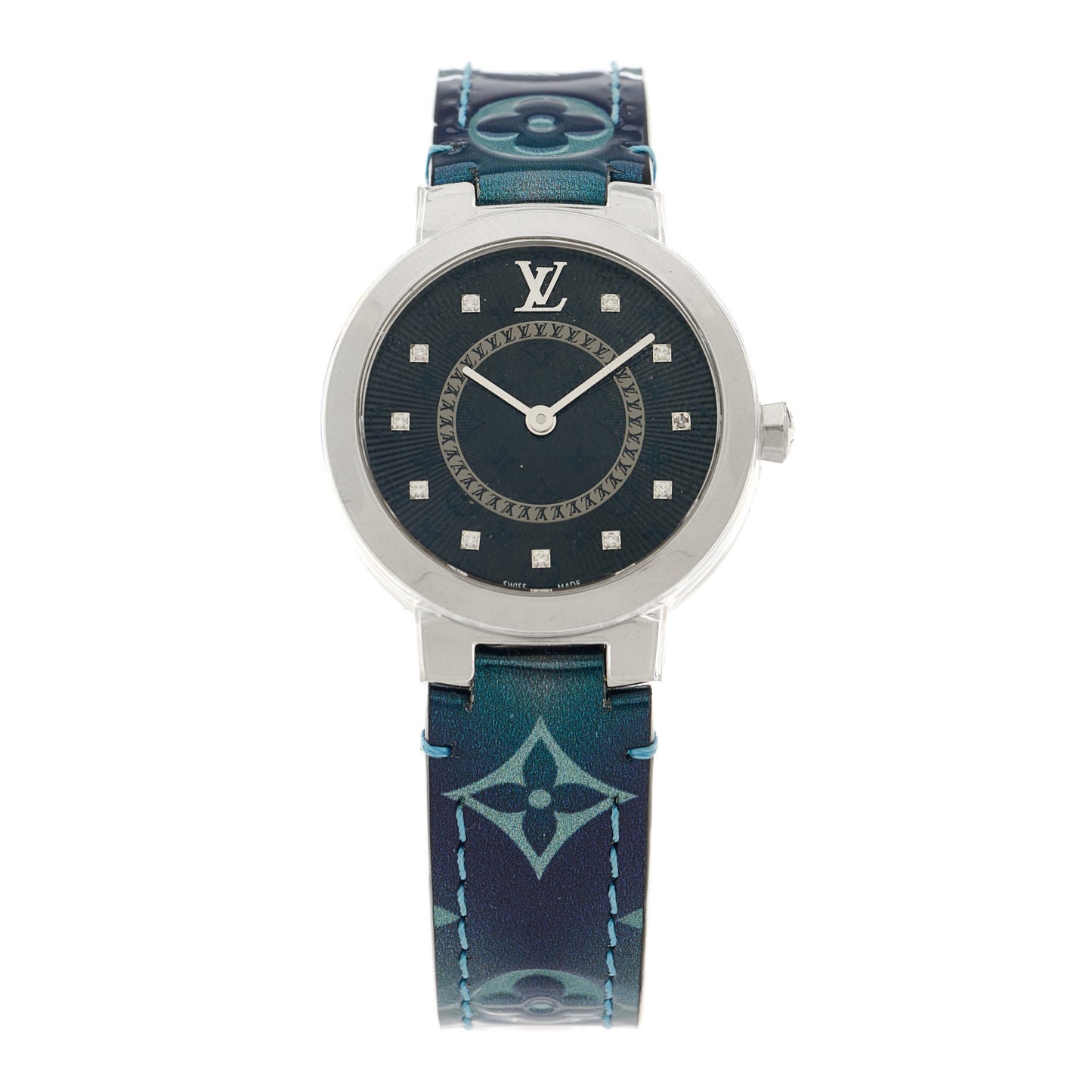 Stainless Steel Vernis Diamond 28mm Tambour Slim Quartz Watch