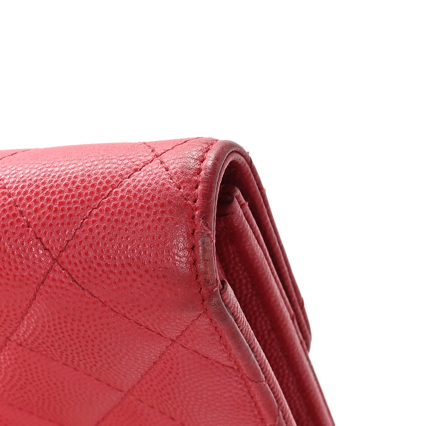 Caviar Quilted Large Gusset Flap Wallet Pink