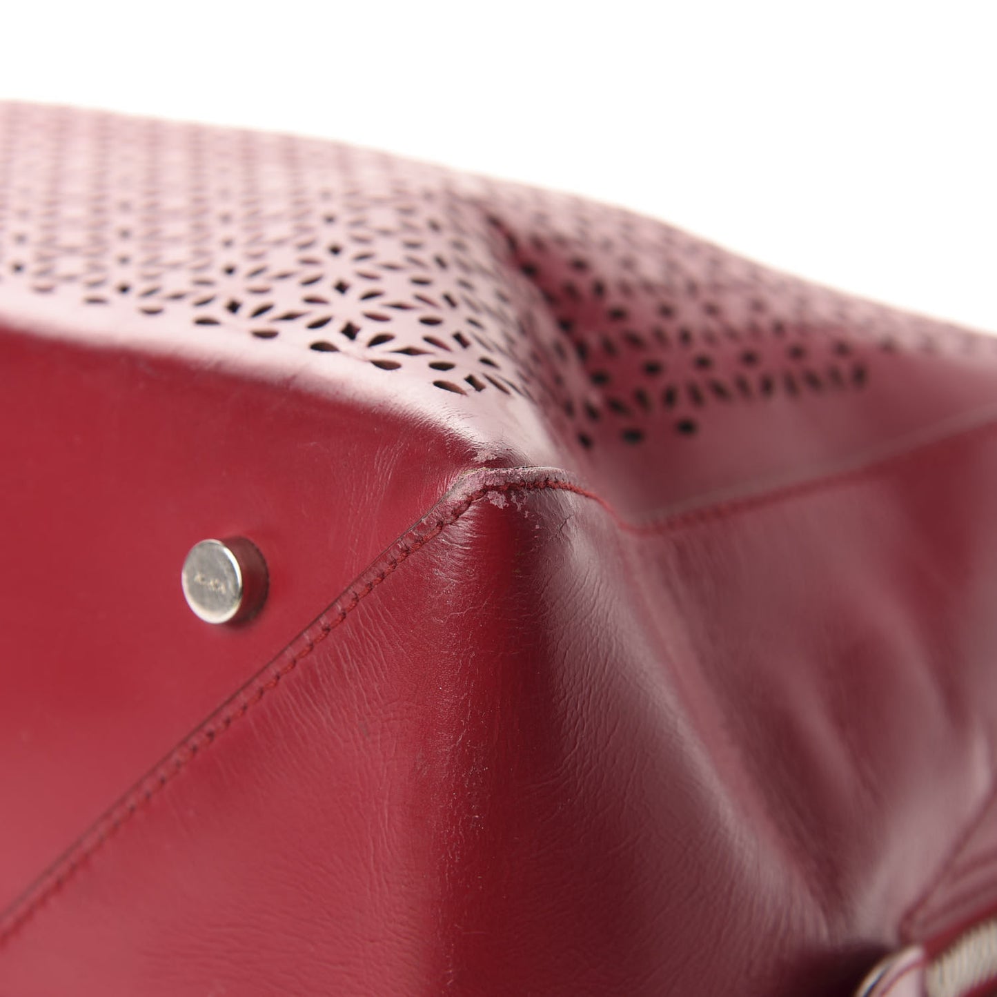 Calfskin Lux Laser Cut Tote Red