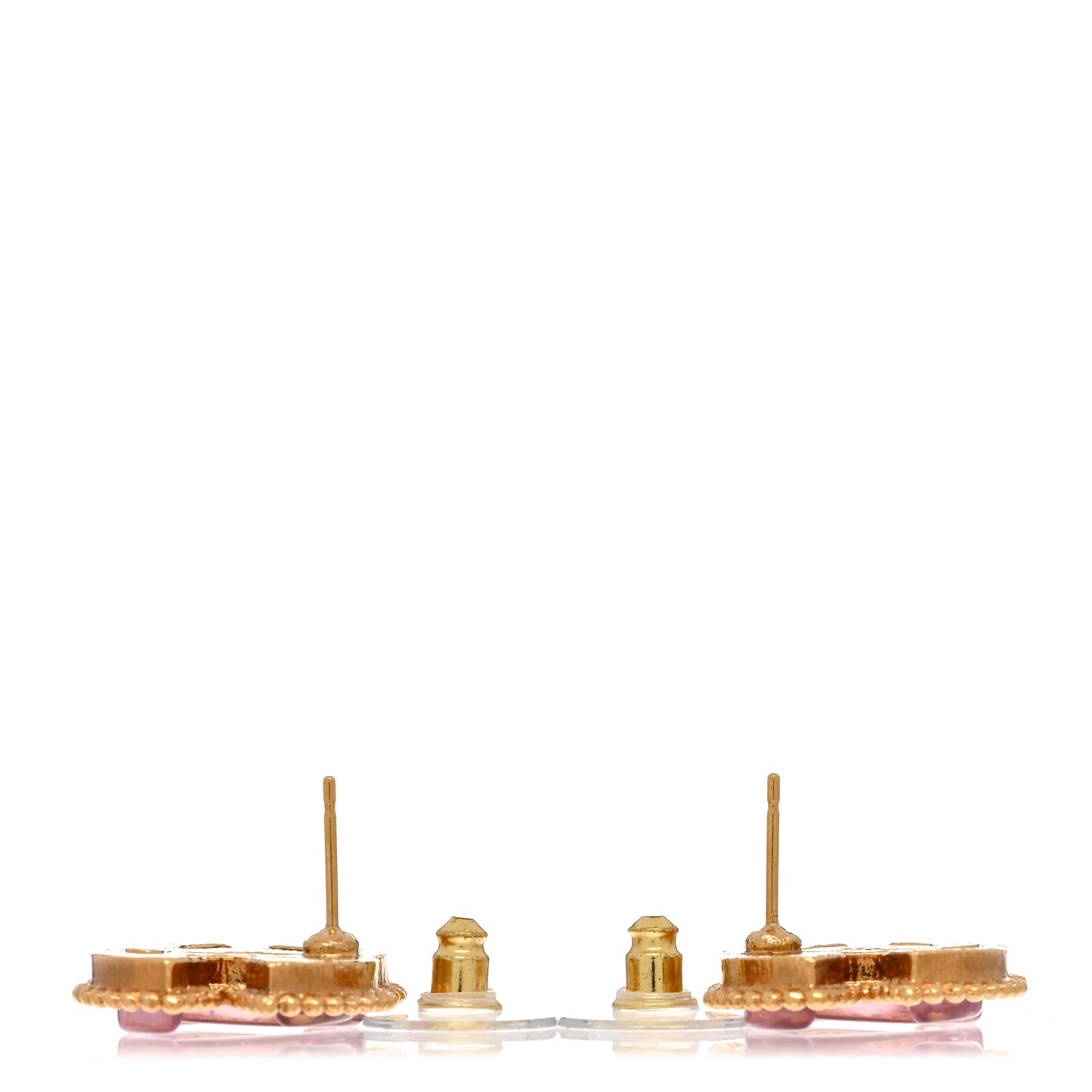 Metal Resin Rope CC Earrings Gold Pink