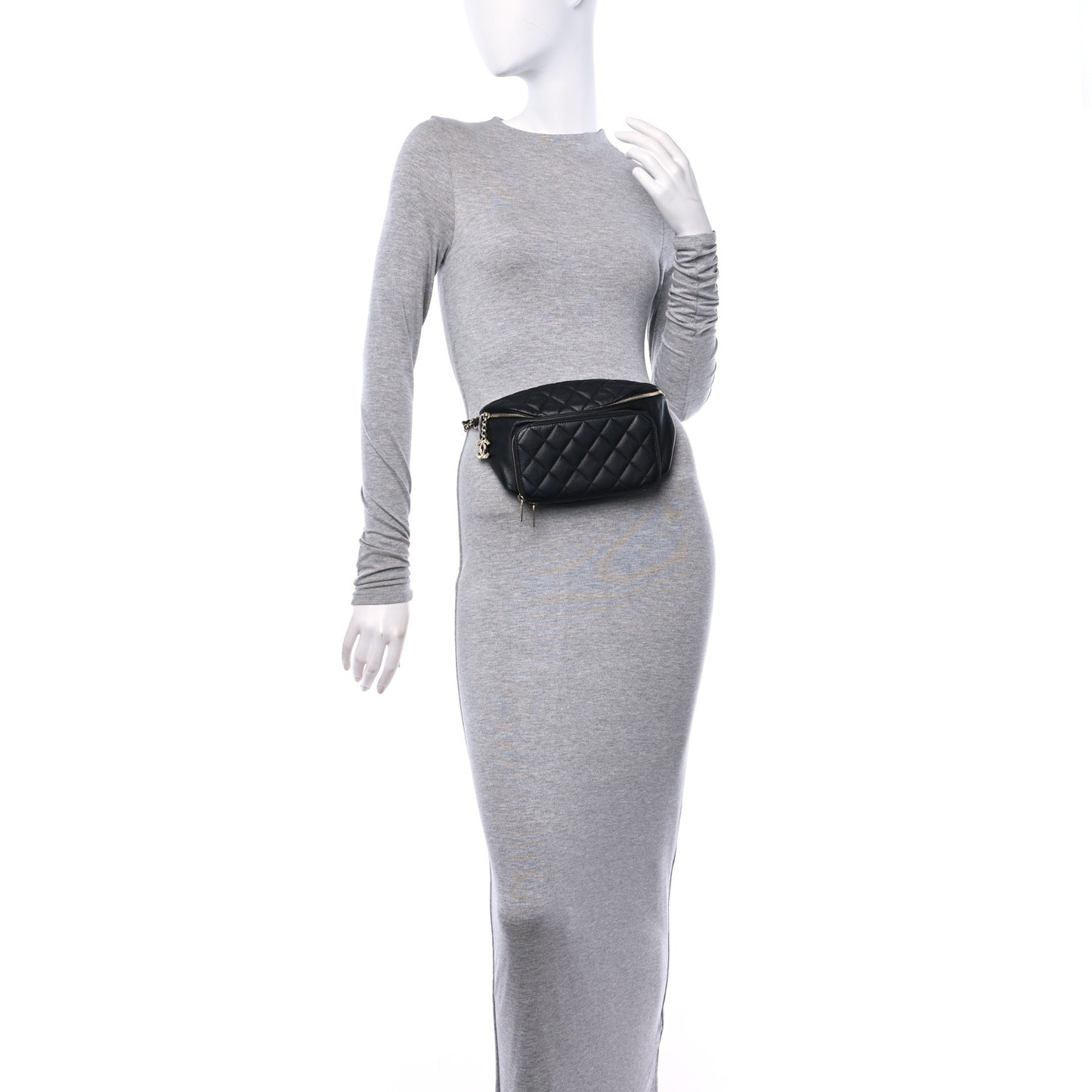 Caviar Quilted Business Affinity Waist Belt Bag Black