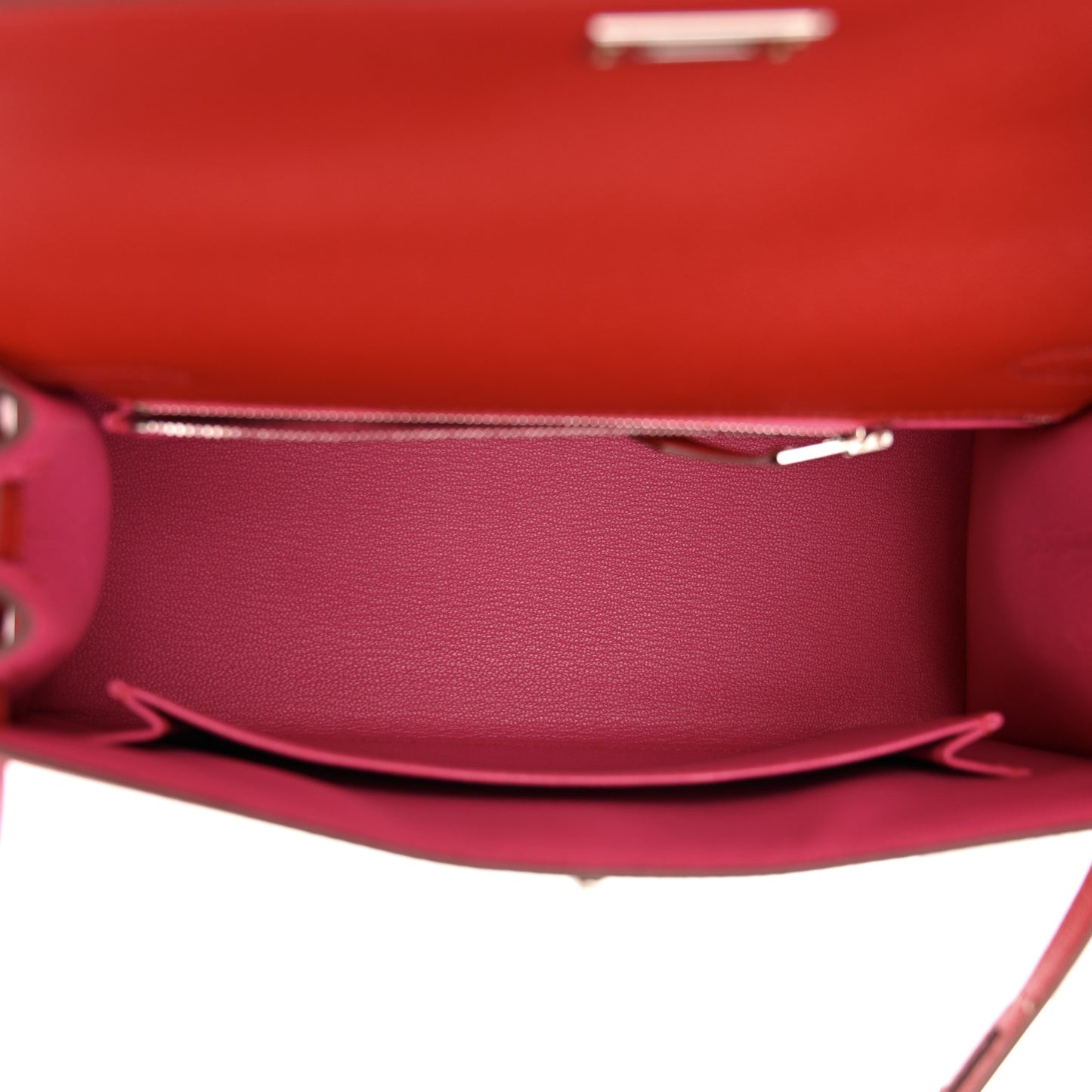 Madame Calfskin Verso Kelly Sellier 25 Rouge Piment Rose Shocking