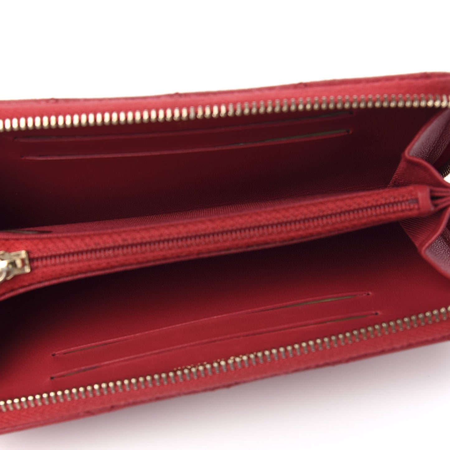 Lambskin Quilted Small Zip Around Wallet Red