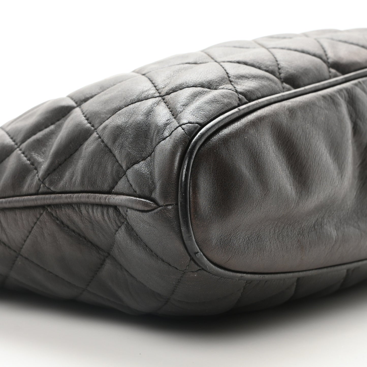 Calfskin Quilted CC Shopping Tote Black