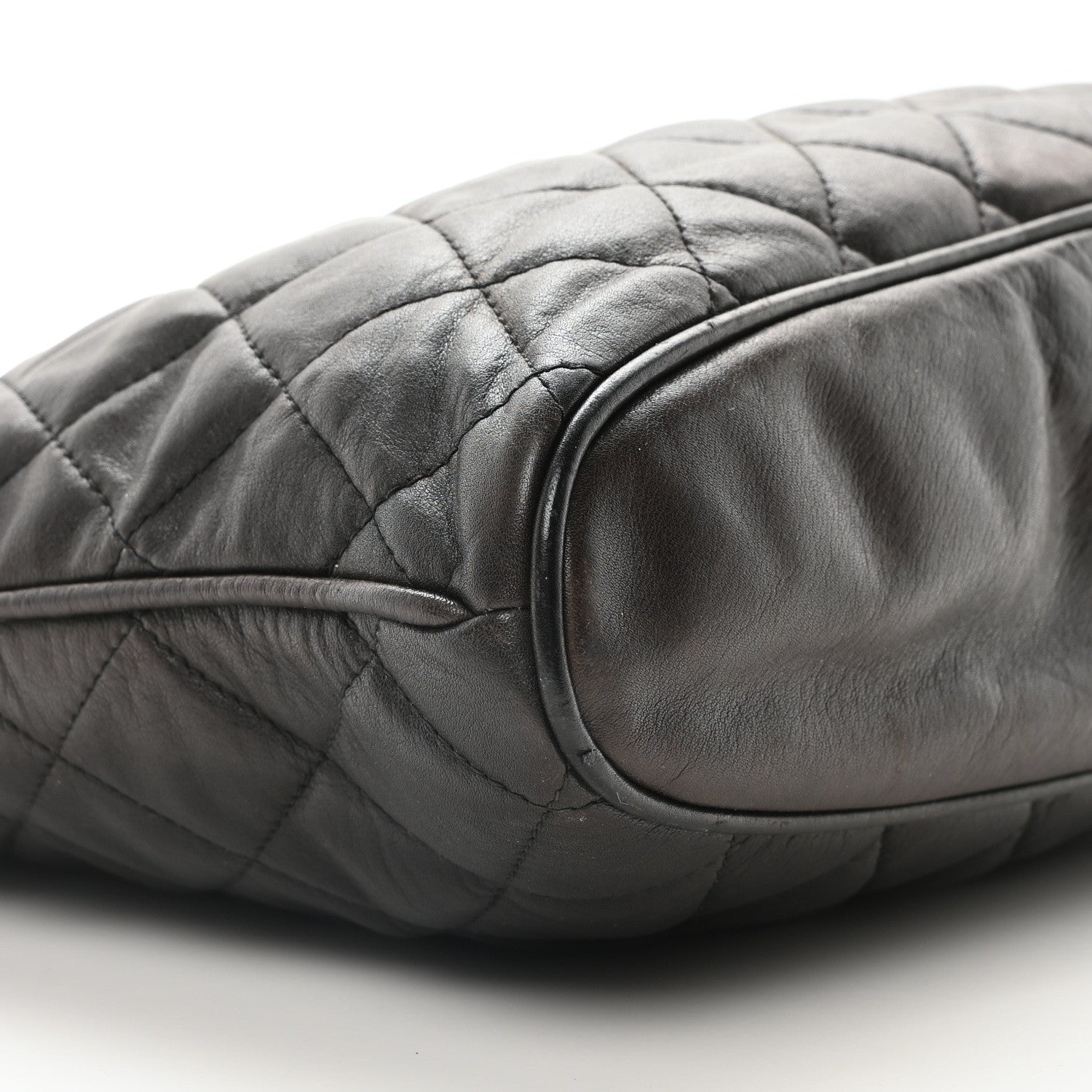 Chanel Calfskin Quilted CC Shopping Tote Black 10 of 12