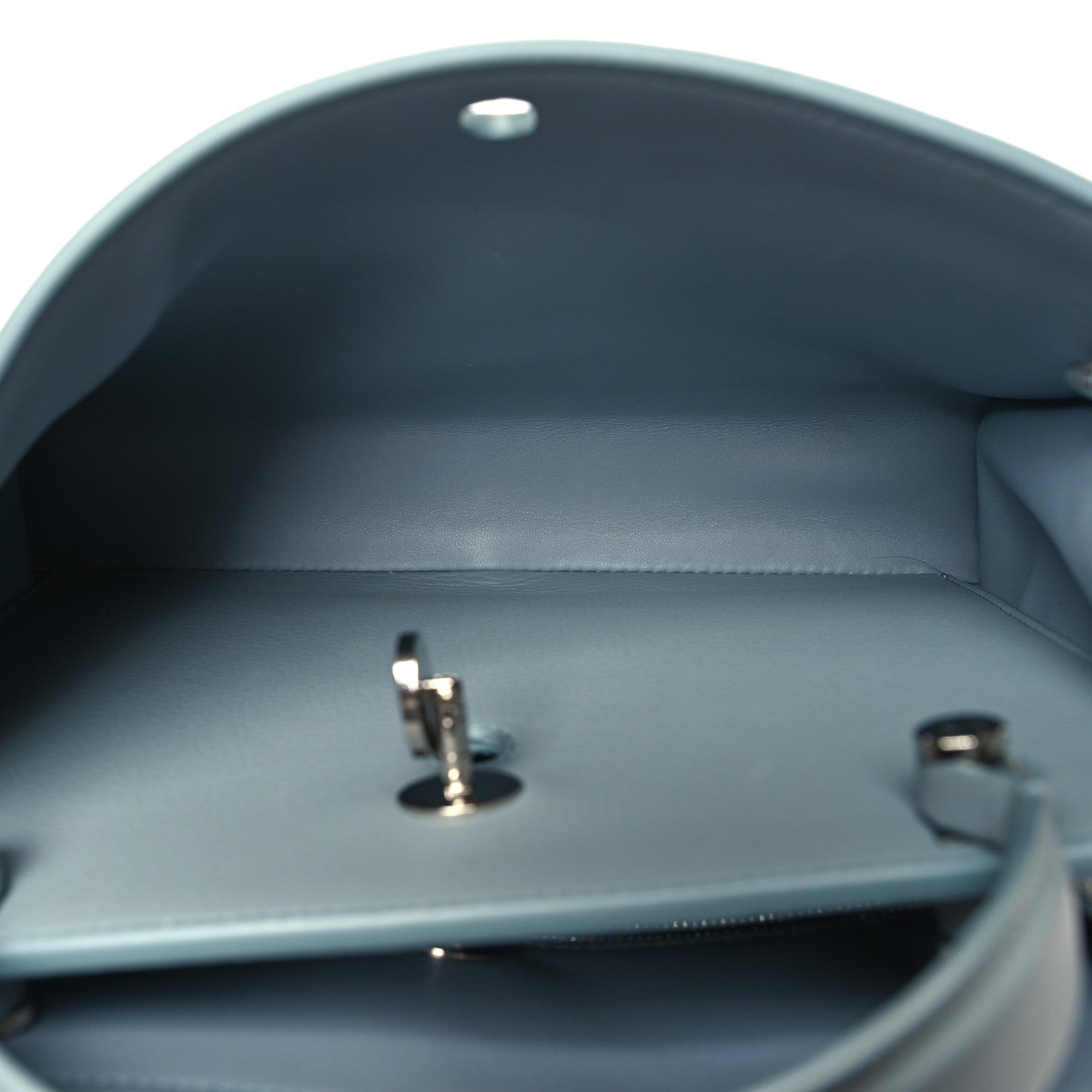 Loro Piana Grained Calfskin Cluisee Petite Top Handle Bag Sky Blue 6 of 10