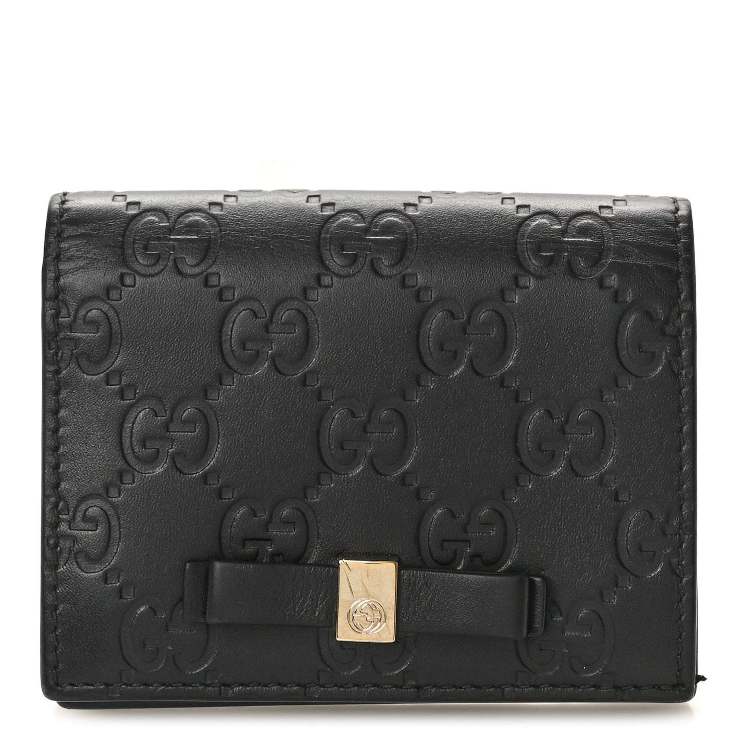 Guccissima Signature Bowy Card Case Wallet Black