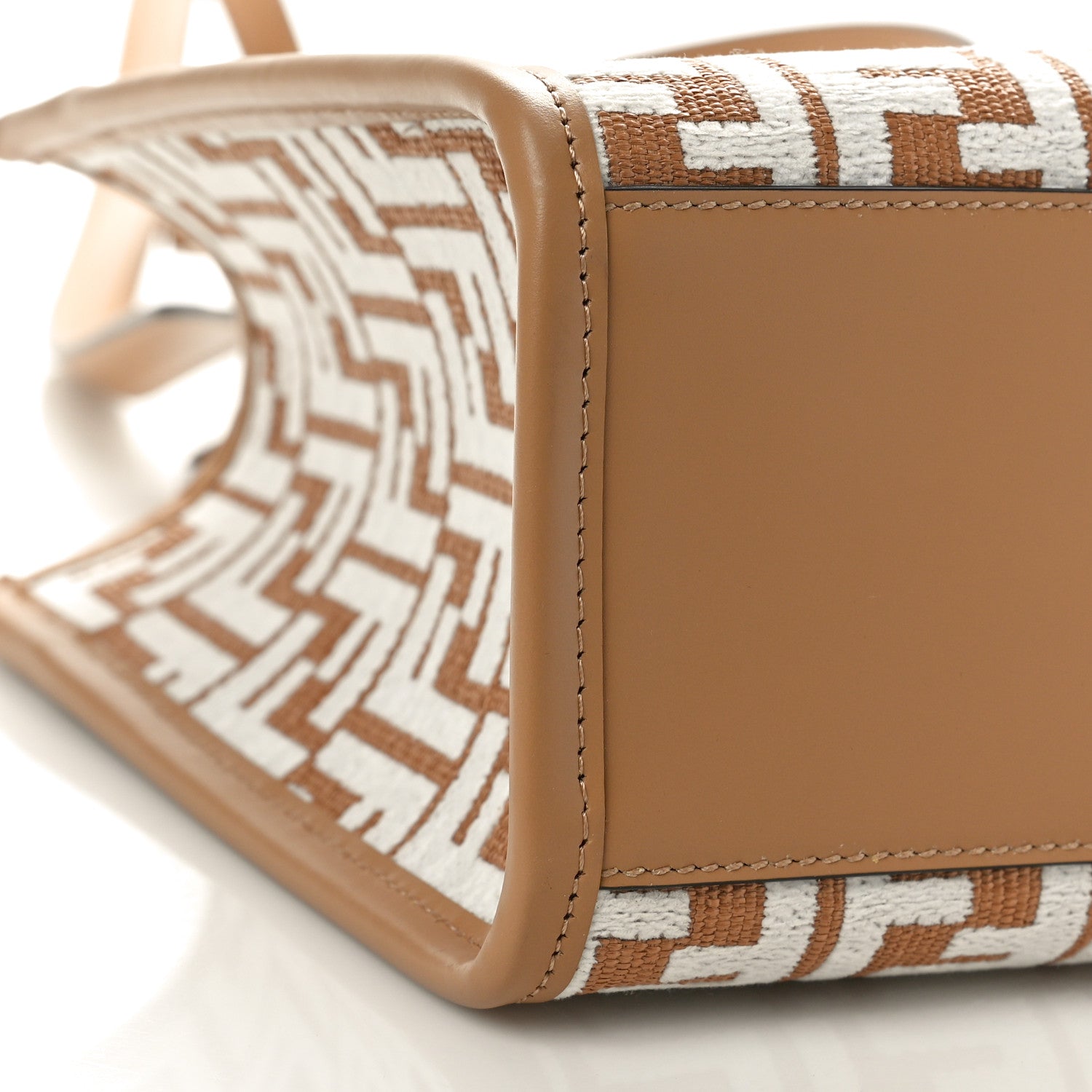 Fendi Raffia Chenille Vitello King Plexiglass Small Fendi Sunshine Shopper Tote Natural White 9 of 10