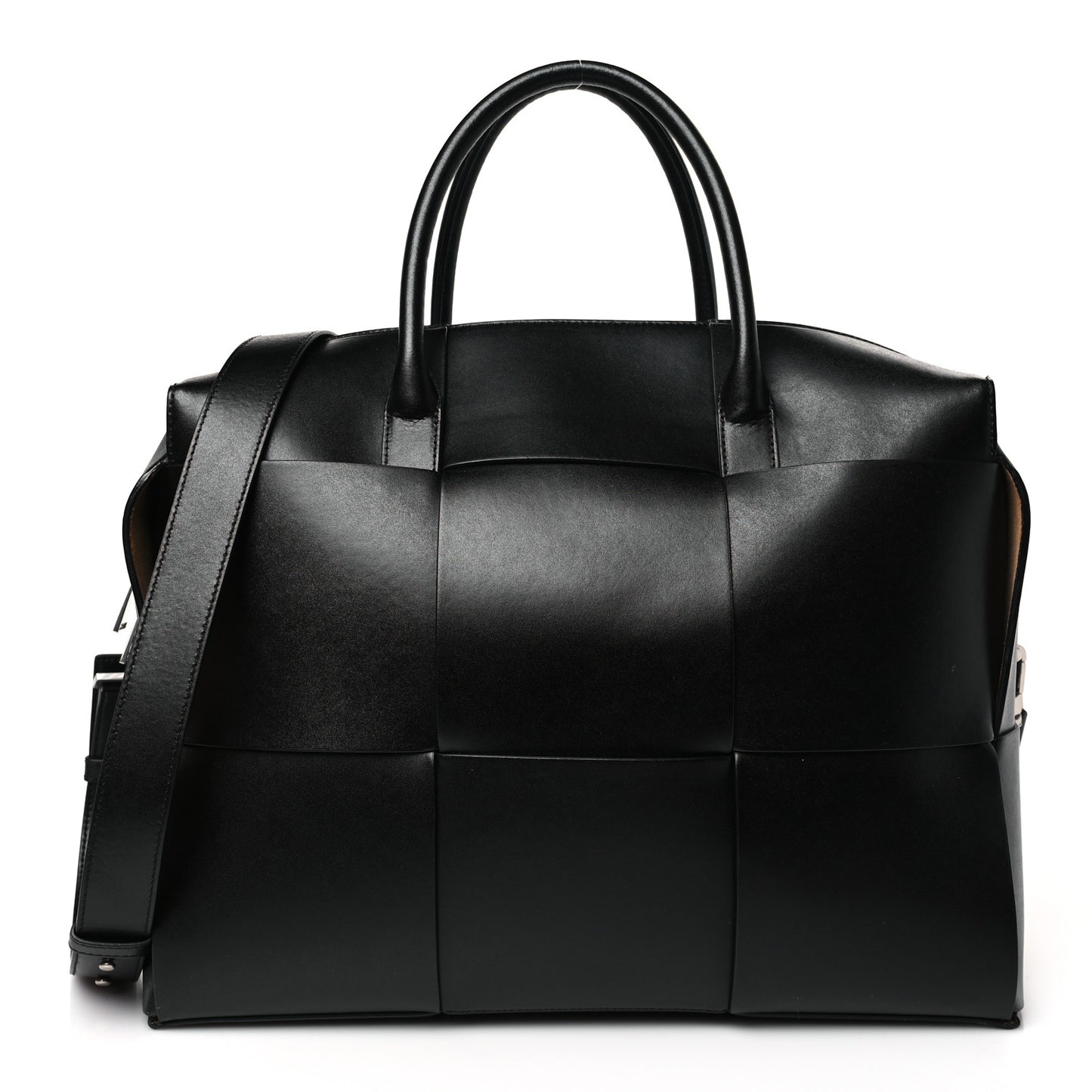 Calfskin Maxi Intrecciato Arco Briefcase Black