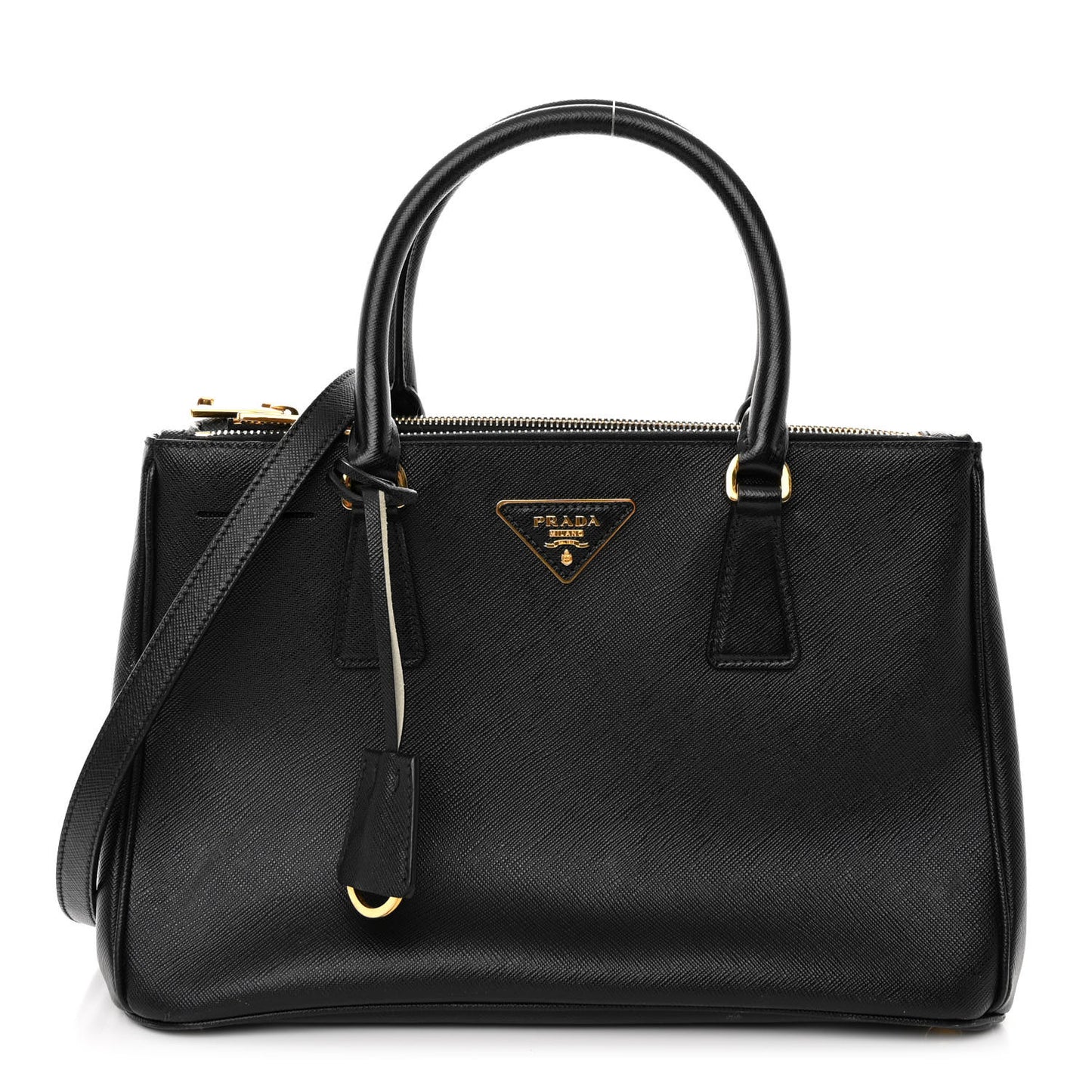 Saffiano Small Galleria Double Zip Tote Black