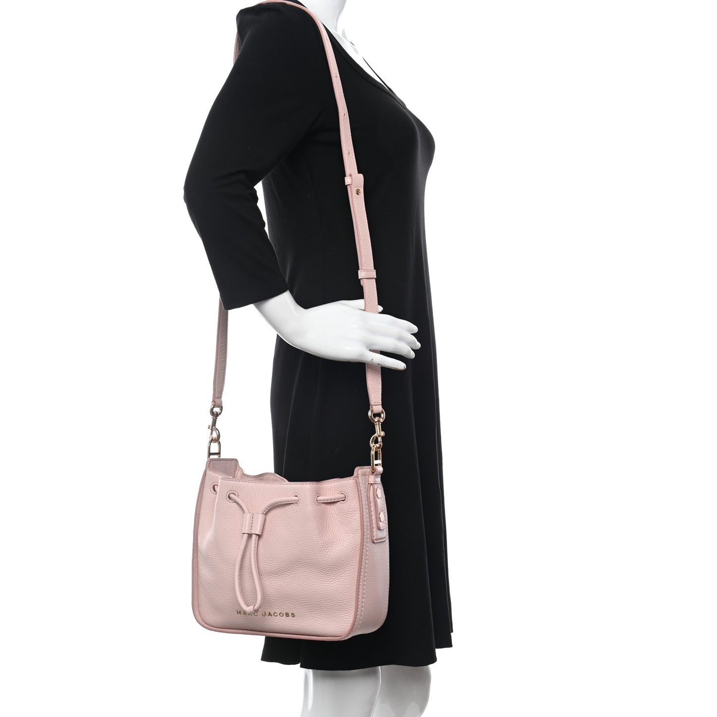 Grained Calfskin Mini Bucket Bag Peach Whip