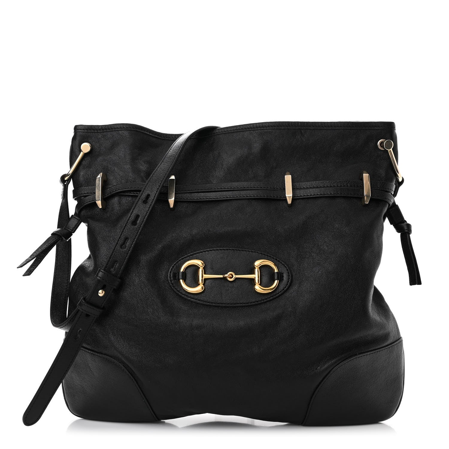バッグ GUCCI Sakai Horsebit 1955 Messenger Bag Gucci Sakai Calfskin Horsebit 1955 Cinch Top Messenger Bag Black