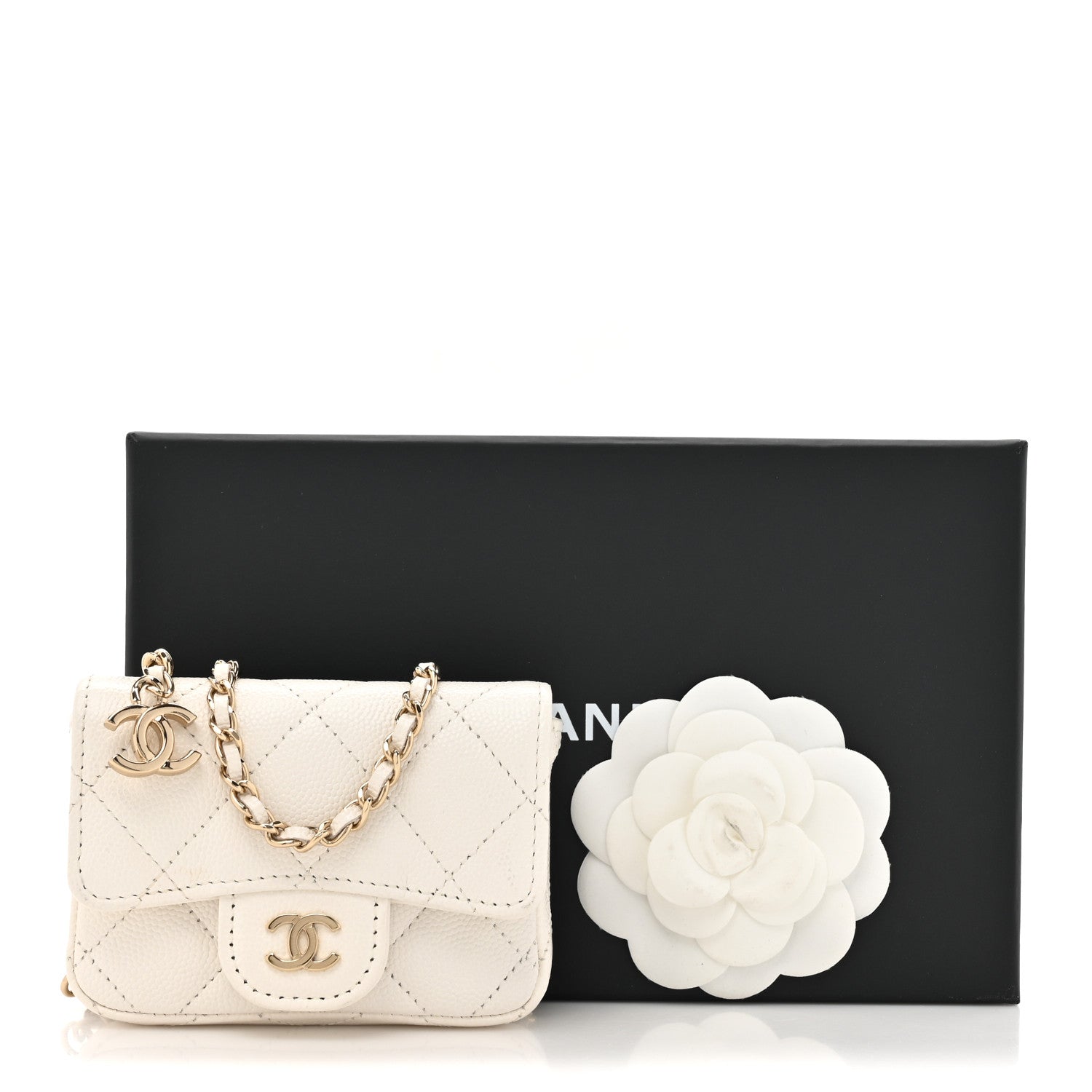 Chanel Caviar Quilted Mini Chain Belt Bag White 14 of 14