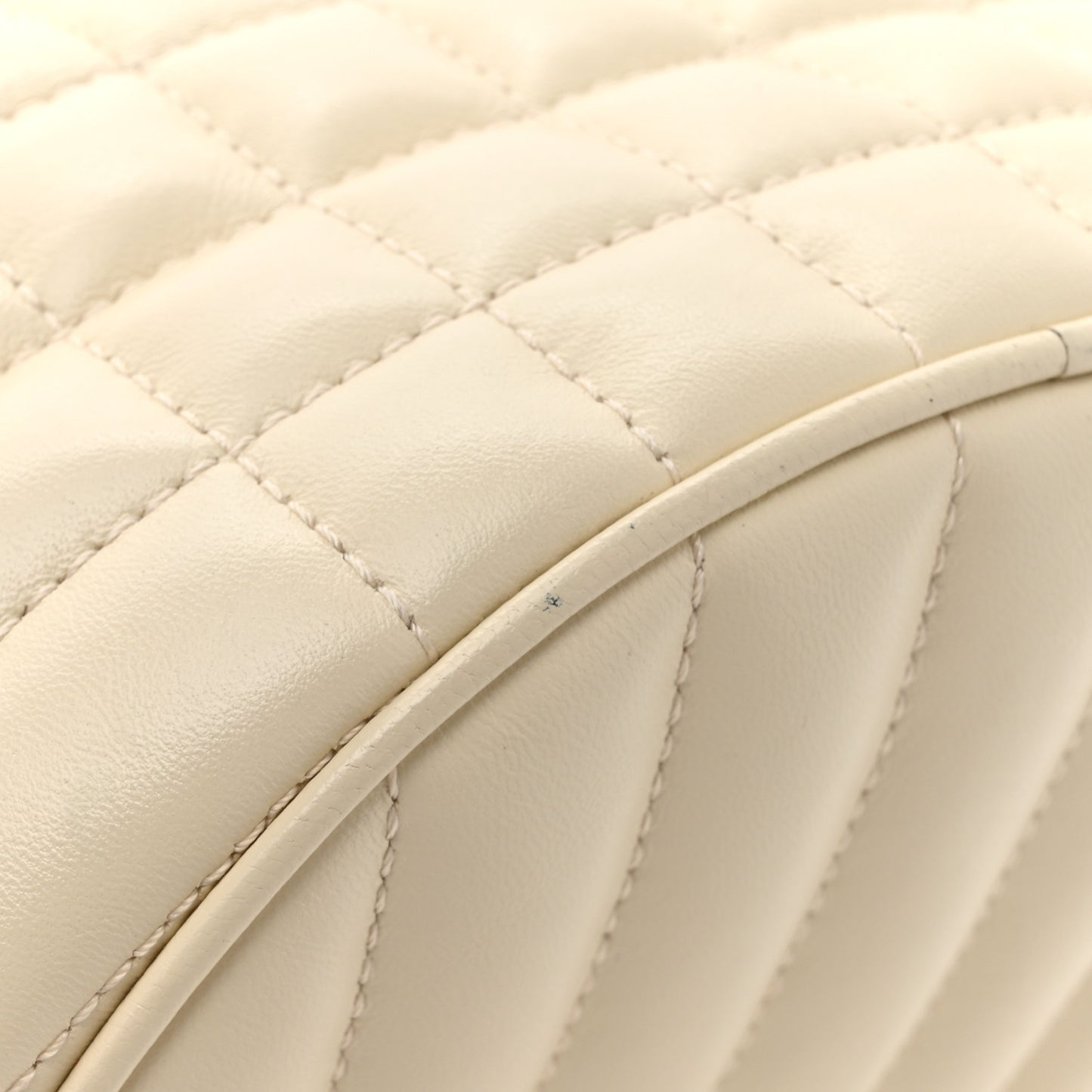 Lambskin Quilted Small Crescent Lola Bag Pale Vanilla
